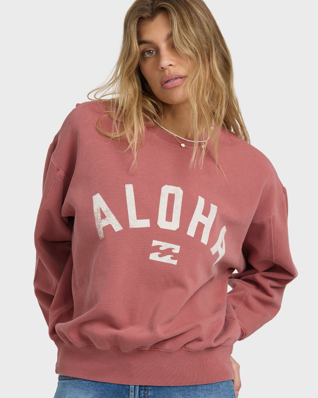 Billabong Mono Aloha Kendal Crewneck Sweatshirt - Dark Coral