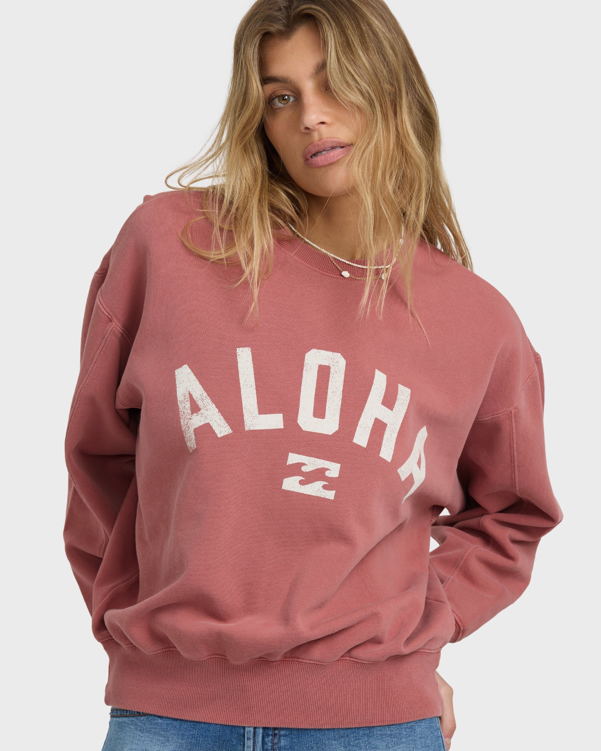 Billabong Mono Aloha Kendal Crewneck Sweatshirt - Dark Coral