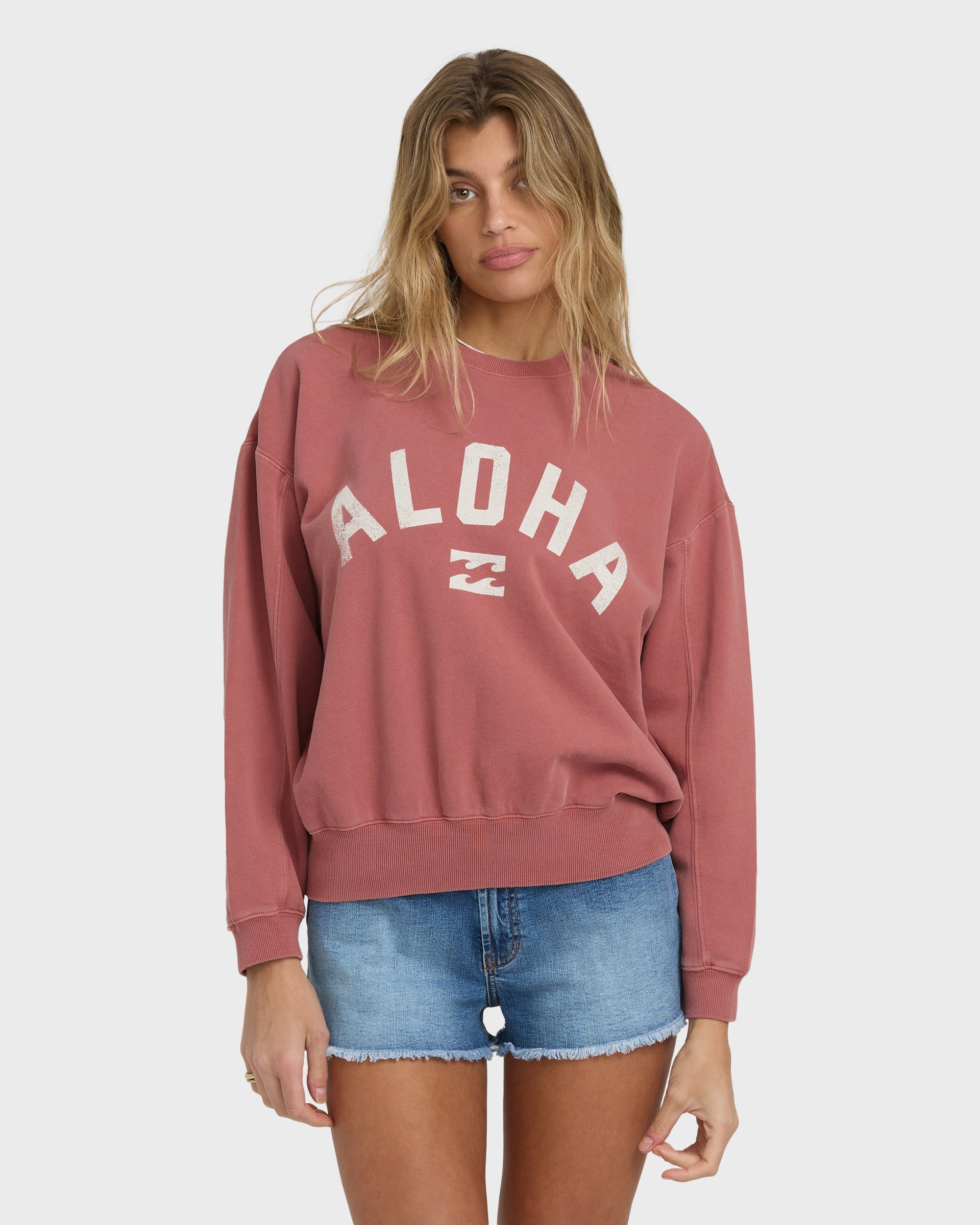 Billabong Mono Aloha Kendal Crewneck Sweatshirt - Dark Coral