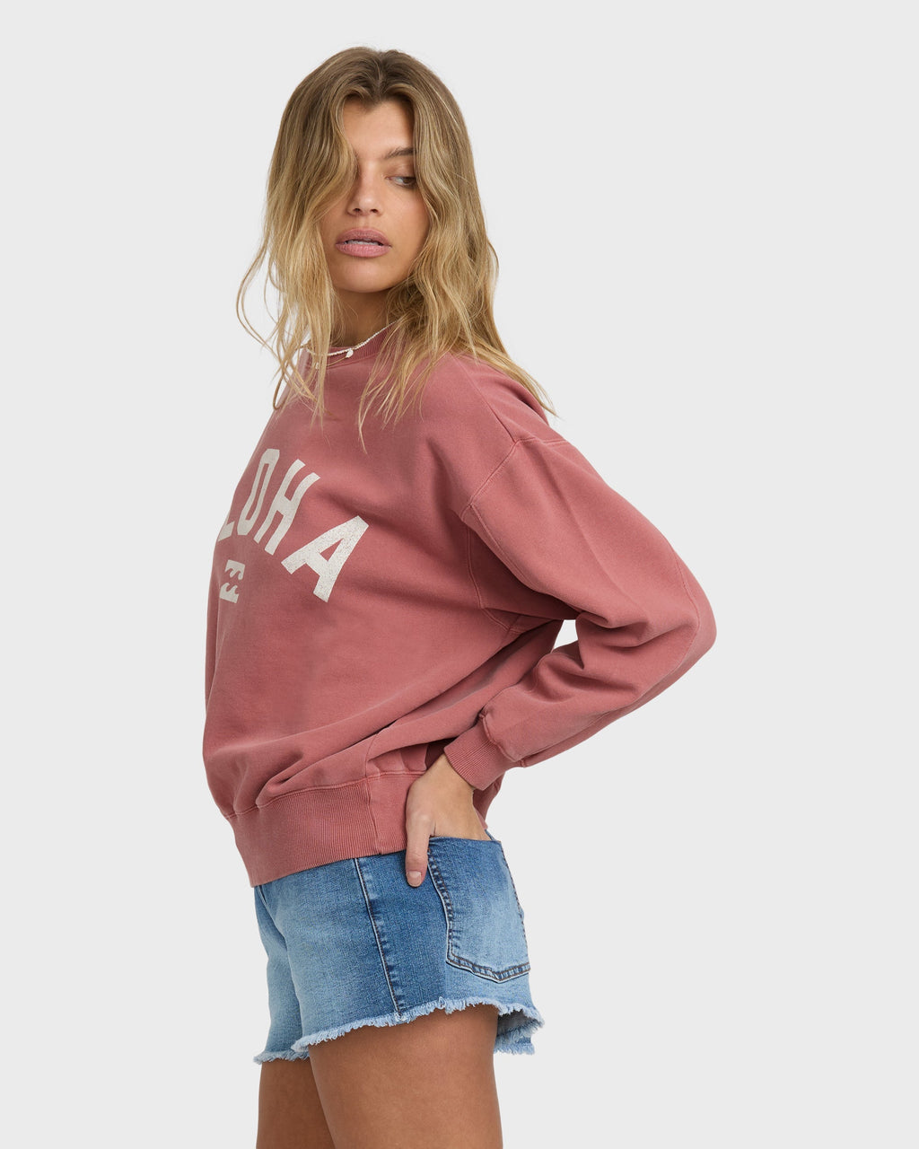 Billabong Mono Aloha Kendal Crewneck Sweatshirt - Dark Coral