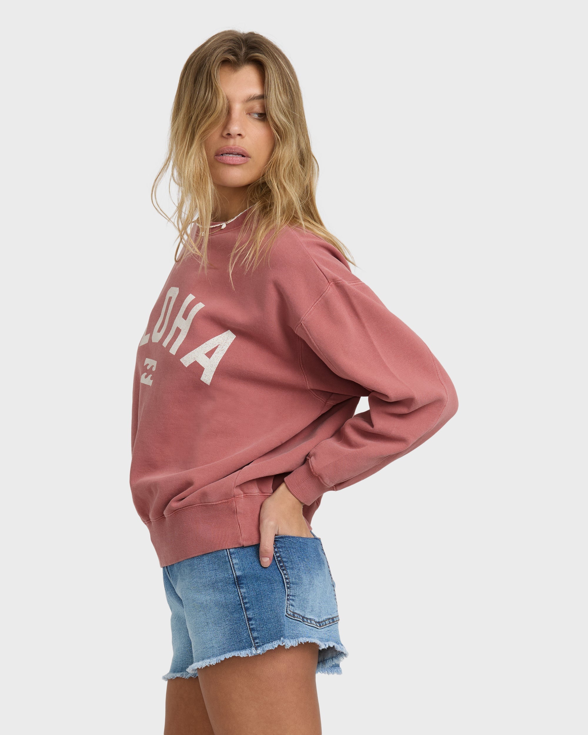 Billabong Mono Aloha Kendal Crewneck Sweatshirt - Dark Coral