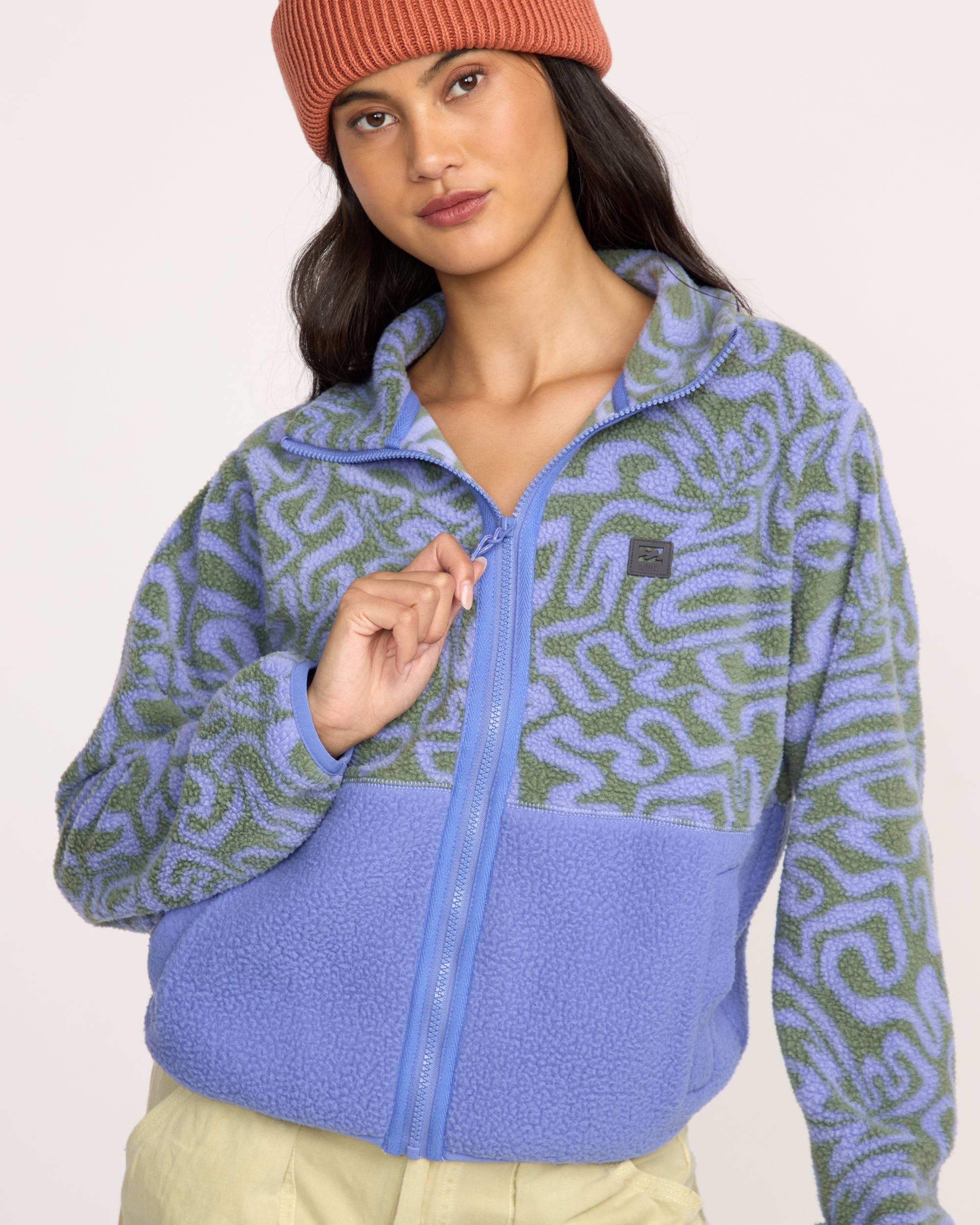 Billabong A/Div Rock Jetty Mock Neck Zip Sherpa Fleece - Iris