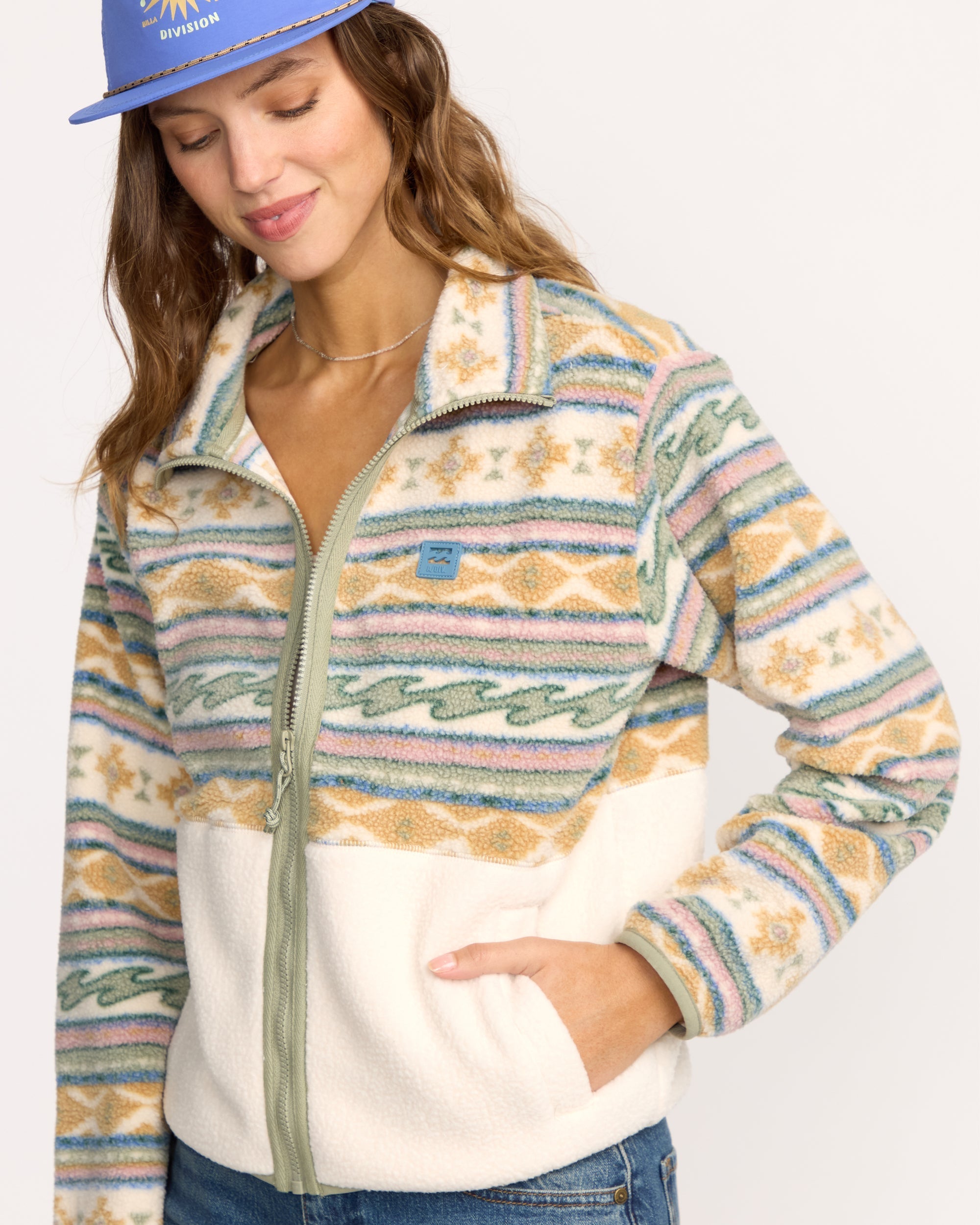 Billabong A/Div Rock Jetty Mock Neck Zip Sherpa Fleece - Whitecap