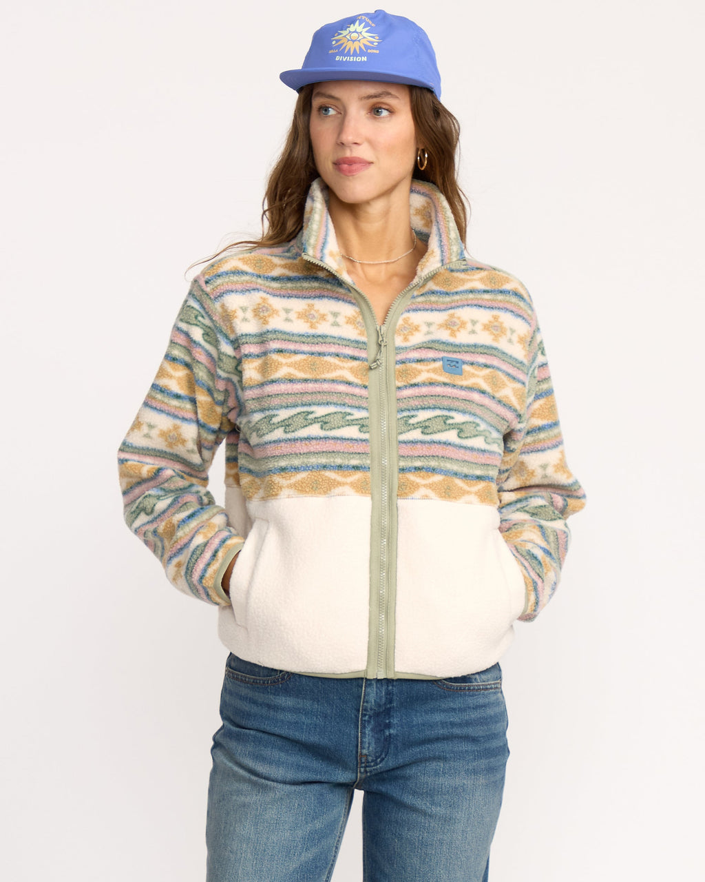 Billabong A/Div Rock Jetty Mock Neck Zip Sherpa Fleece - Whitecap