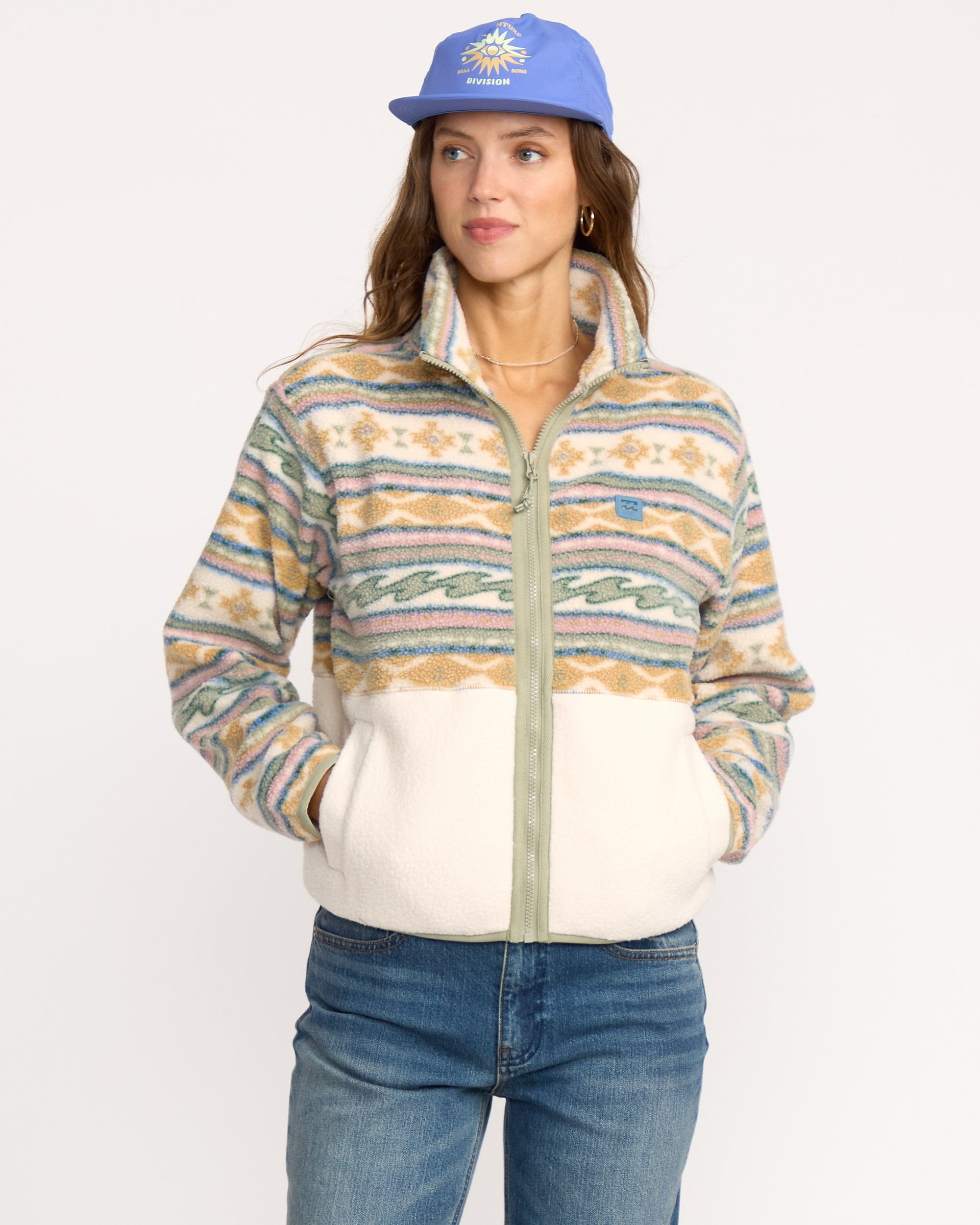 Billabong A/Div Rock Jetty Mock Neck Zip Sherpa Fleece - Whitecap