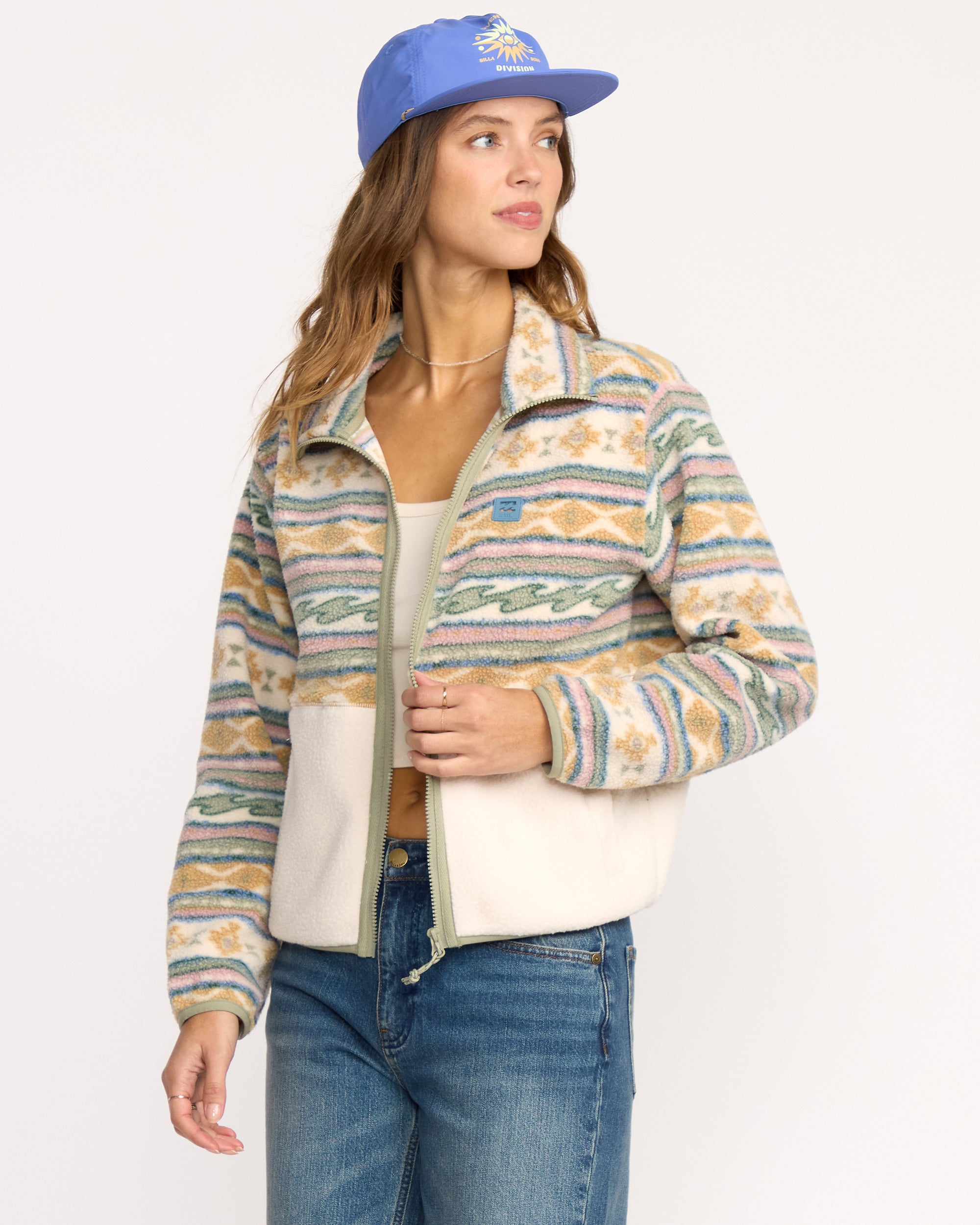 Billabong A/Div Rock Jetty Mock Neck Zip Sherpa Fleece - Whitecap