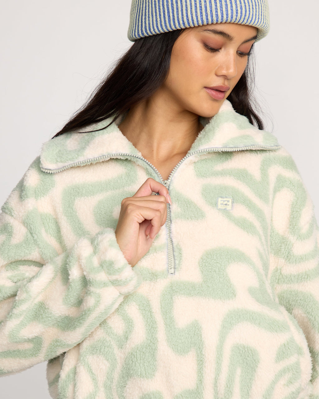 Billabong A/Div Barra Half Zip Sherpa Fleece - Green Haze