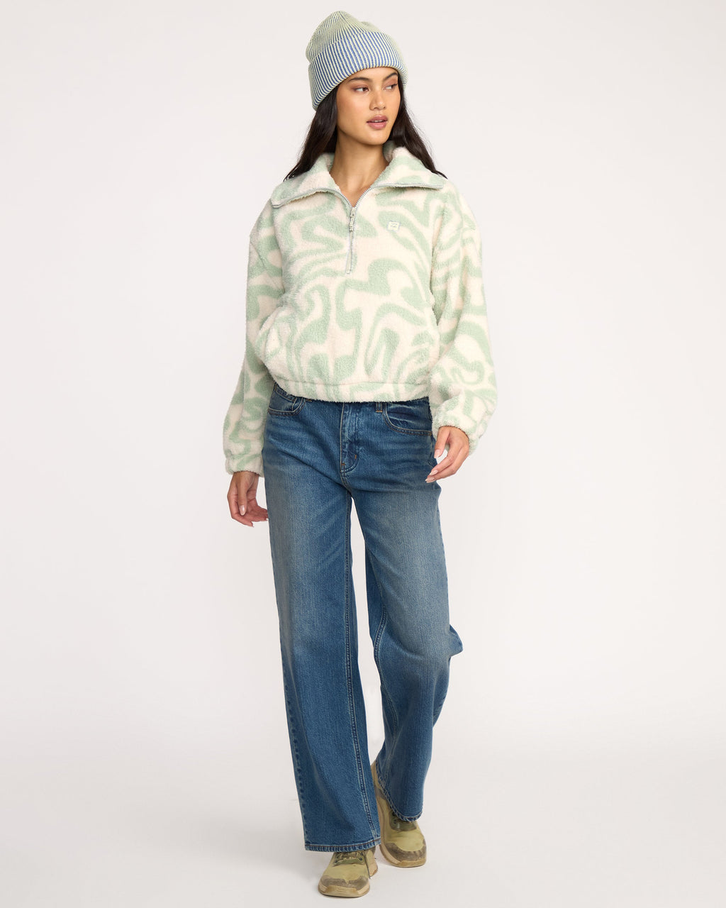 Billabong A/Div Barra Half Zip Sherpa Fleece - Green Haze