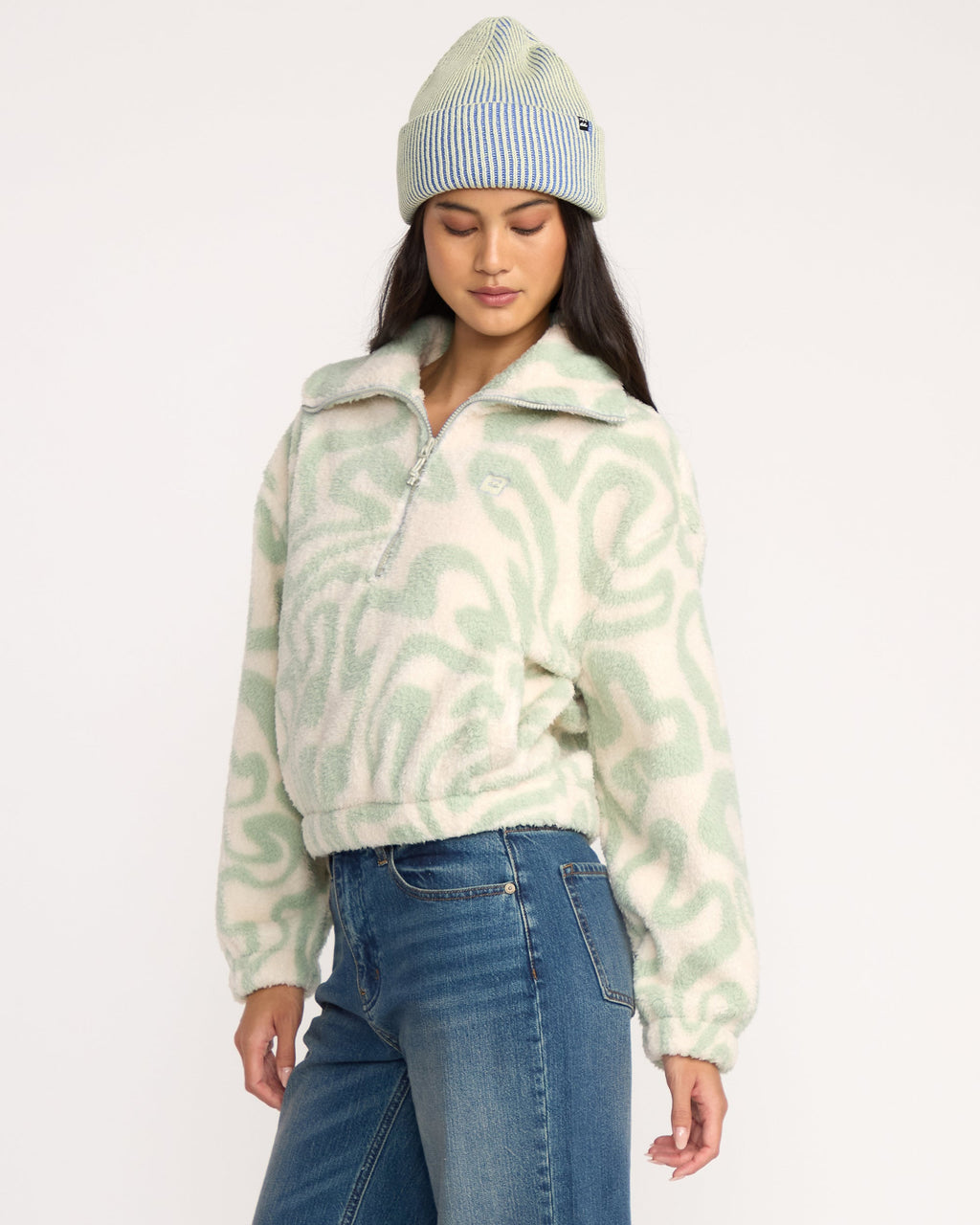 Billabong A/Div Barra Half Zip Sherpa Fleece - Green Haze