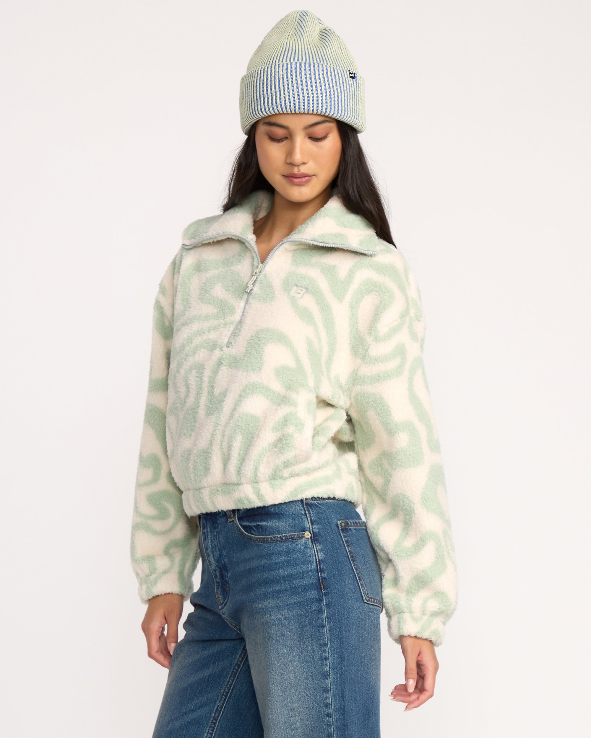 Billabong A/Div Barra Half Zip Sherpa Fleece - Green Haze