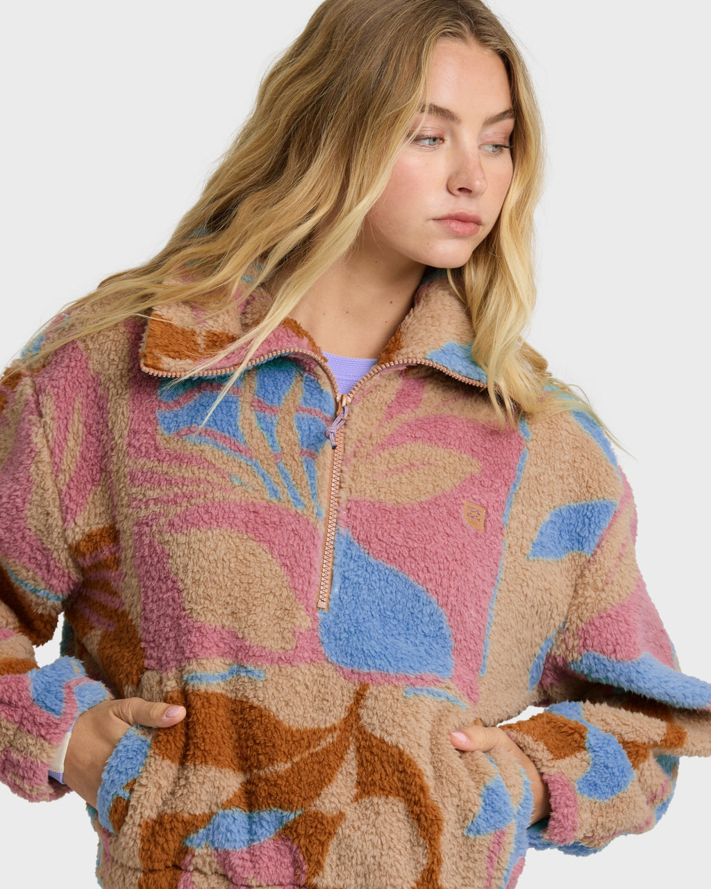 Billabong A/Div Barra Half Zip Sherpa Fleece - Oatmeal