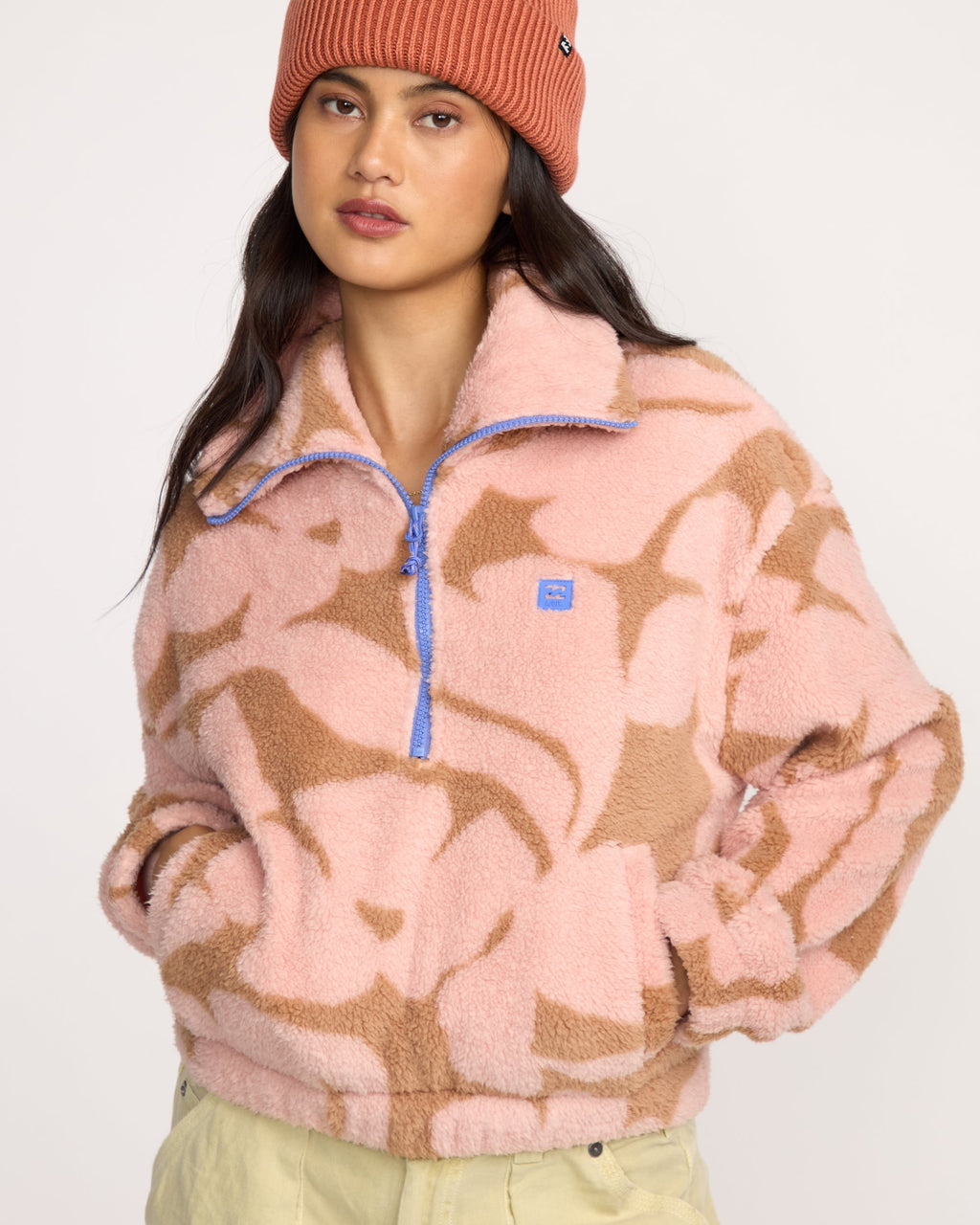 Billabong A/Div Barra Half Zip Sherpa Fleece - Rose Brown