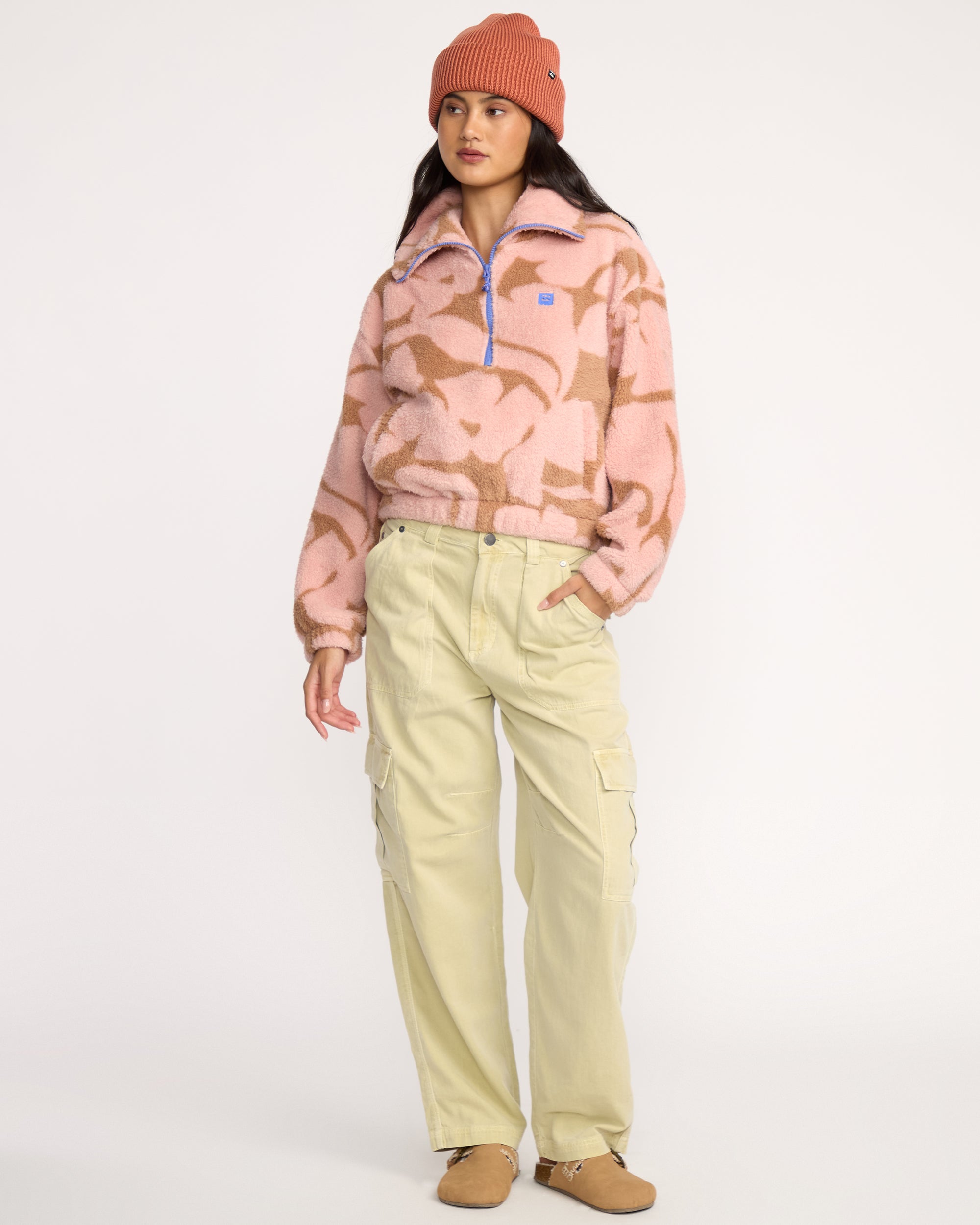 Billabong A/Div Barra Half Zip Sherpa Fleece - Rose Brown