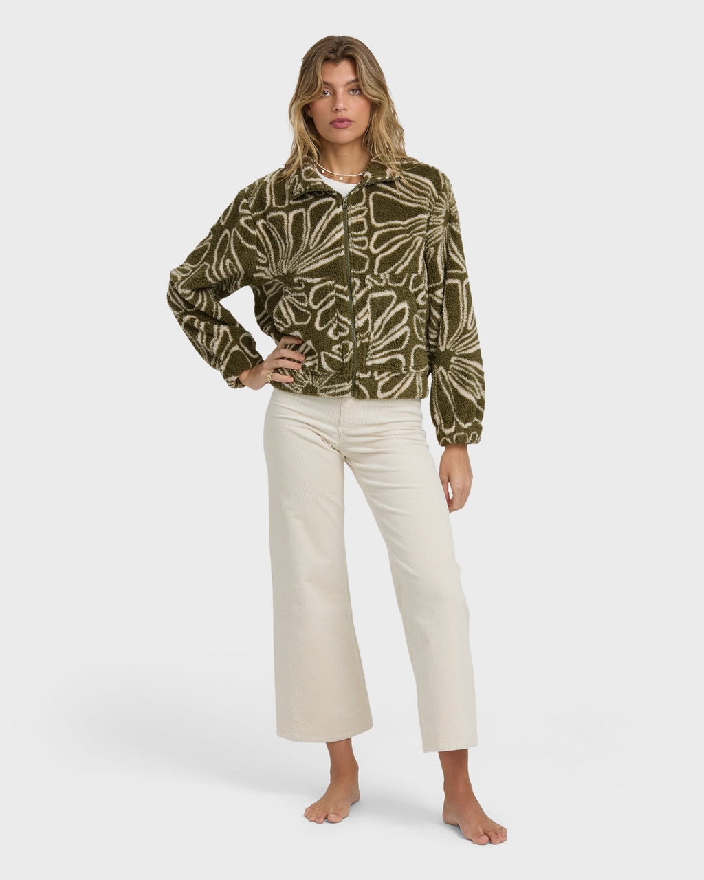 Billabong First Light Sherpa Front Zip Fleece - Martini Olive