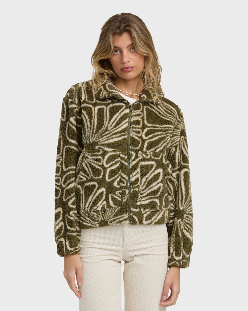 Billabong First Light Sherpa Front Zip Fleece - Martini Olive