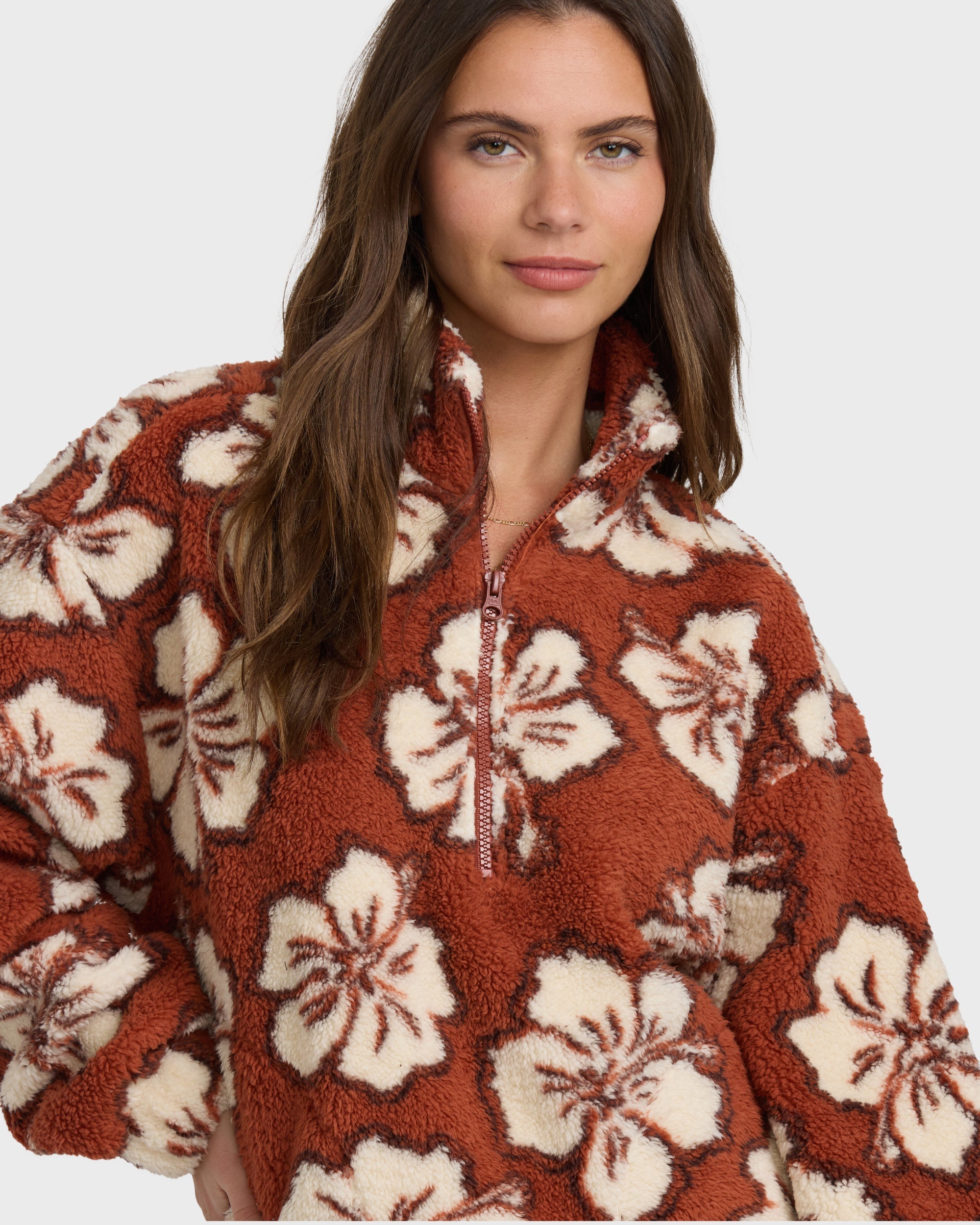 Billabong All The Time Sherpa Half Zip Sweatshirt - Sedona