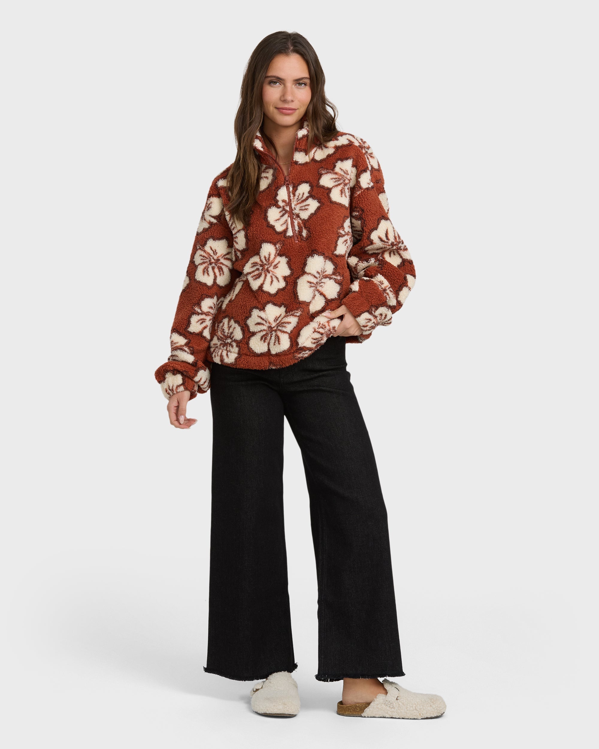 Billabong All The Time Sherpa Half Zip Sweatshirt - Sedona