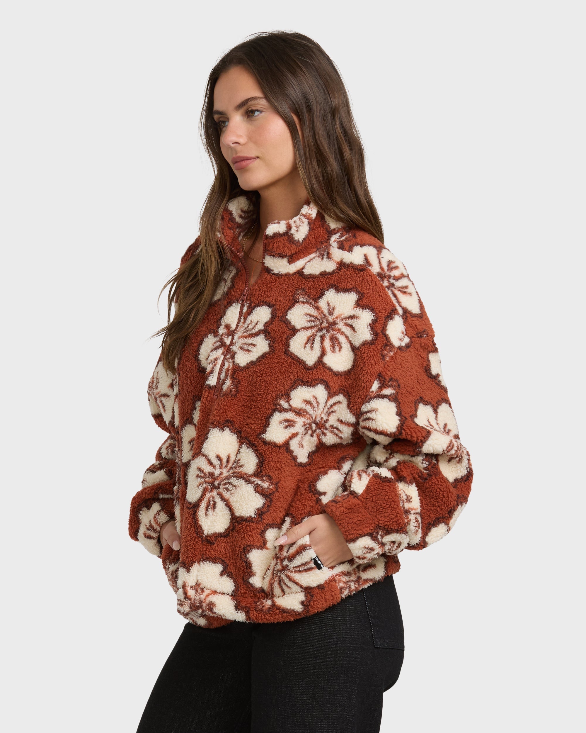 Billabong All The Time Sherpa Half Zip Sweatshirt - Sedona