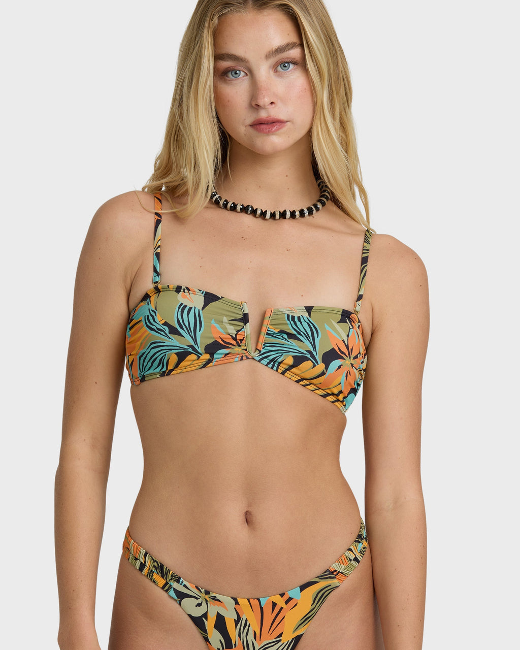 Billabong Des Tropiques V Bandeau Bikini Top - Black Multi