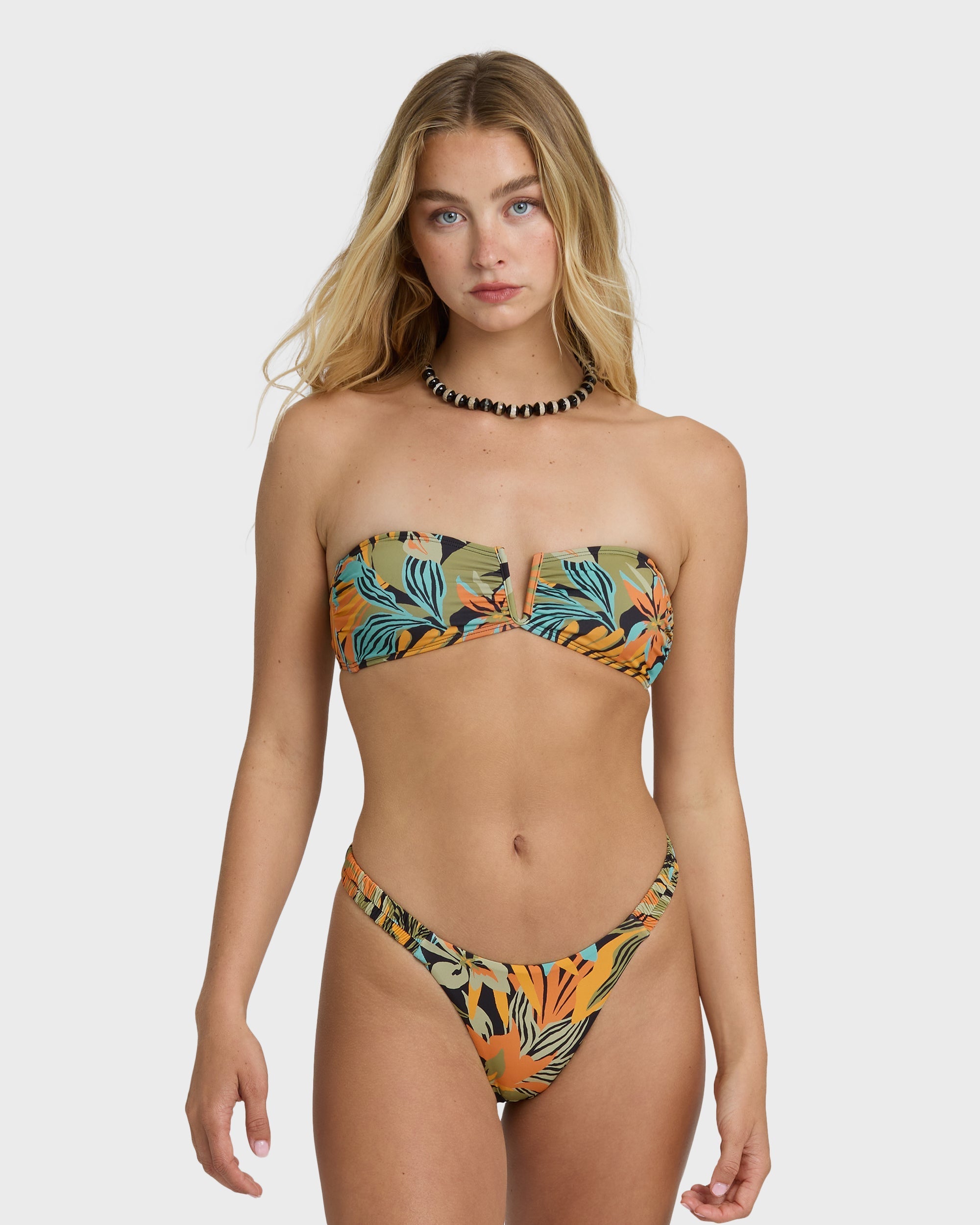 Billabong Des Tropiques V Bandeau Bikini Top - Black Multi