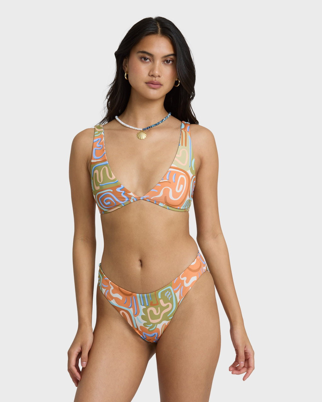 Billabong Le Surf Reversible Ava Tank Swim Tank Bikini Top - Orange Multi