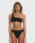 Billabong Laura Twisted Sun One-shoulder Tank Bikini Top - Black Pebble