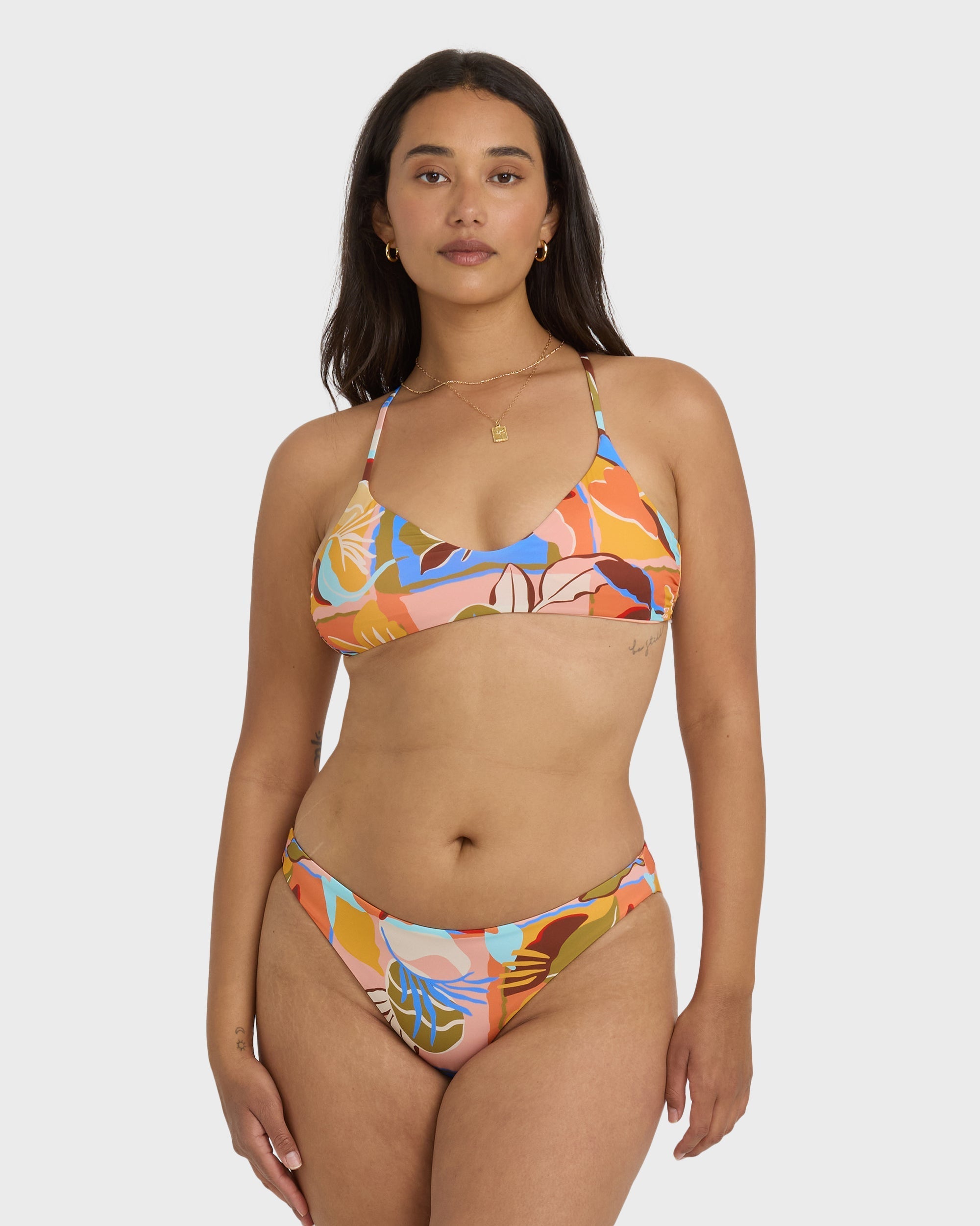 Billabong Lei Daze V Bralette X Back Bikini Top - Multi
