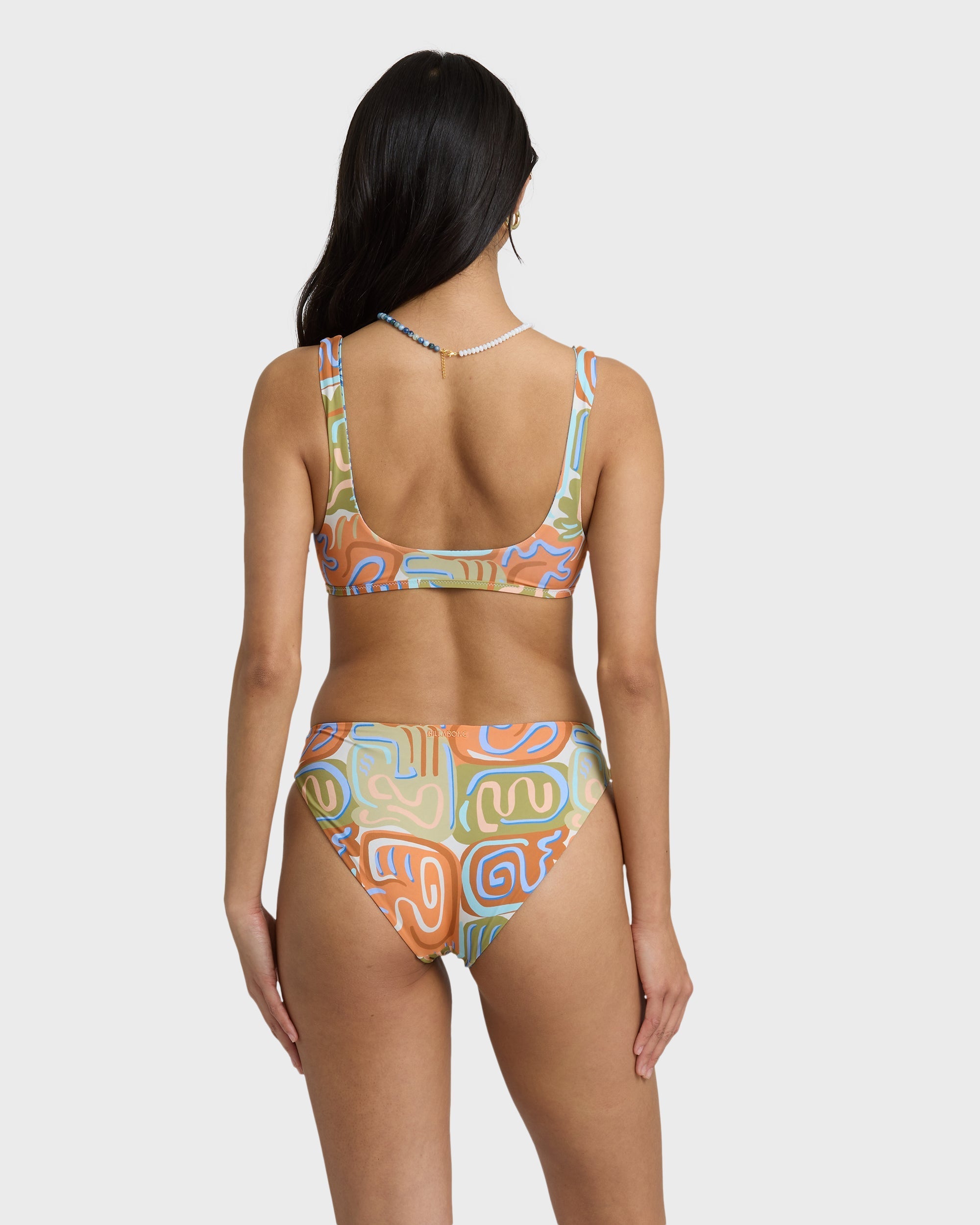 Billabong Le Surf Reversible Lowrider Full Bikini Bottom - Orange Multi