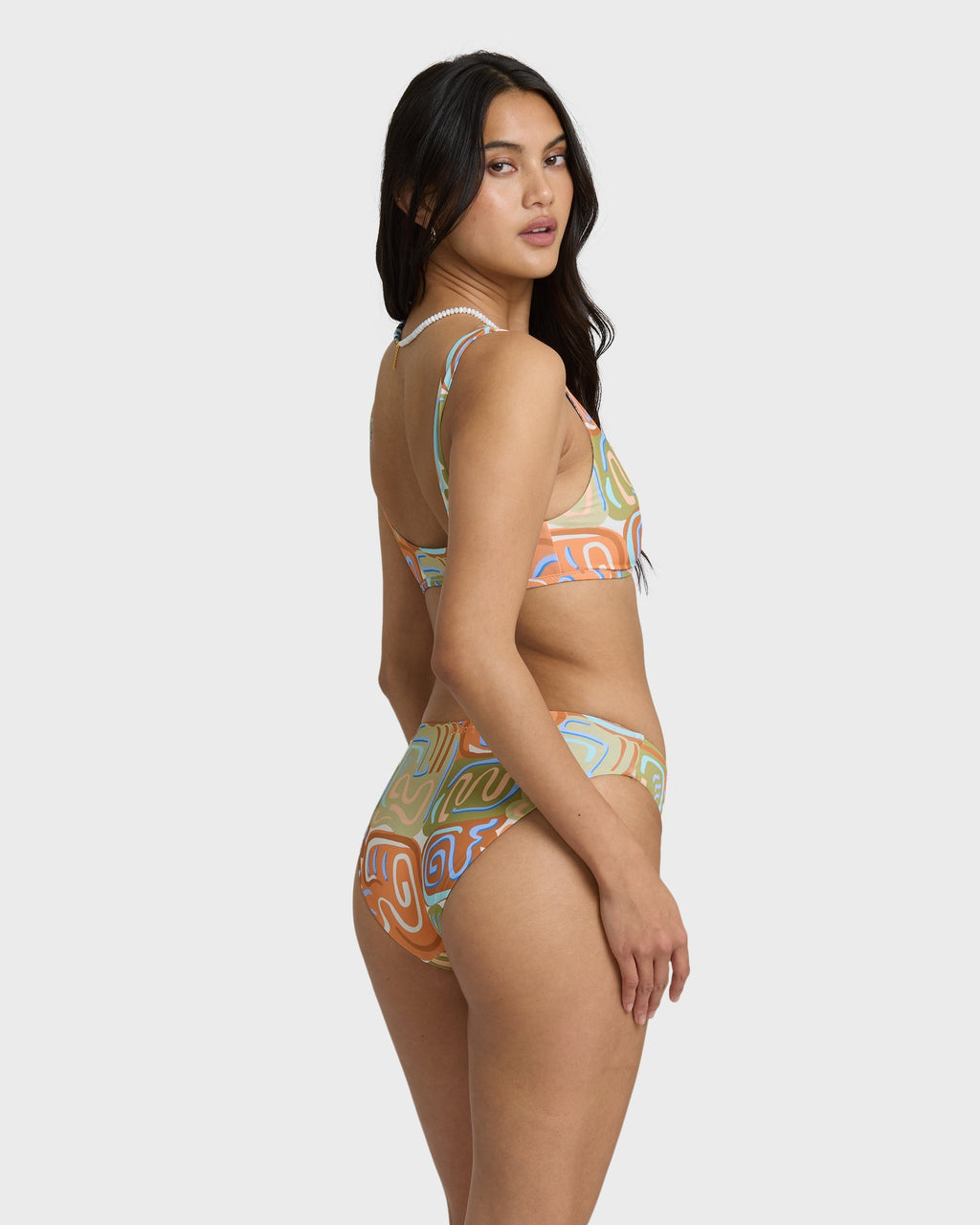 Billabong Le Surf Reversible Lowrider Full Bikini Bottom - Orange Multi