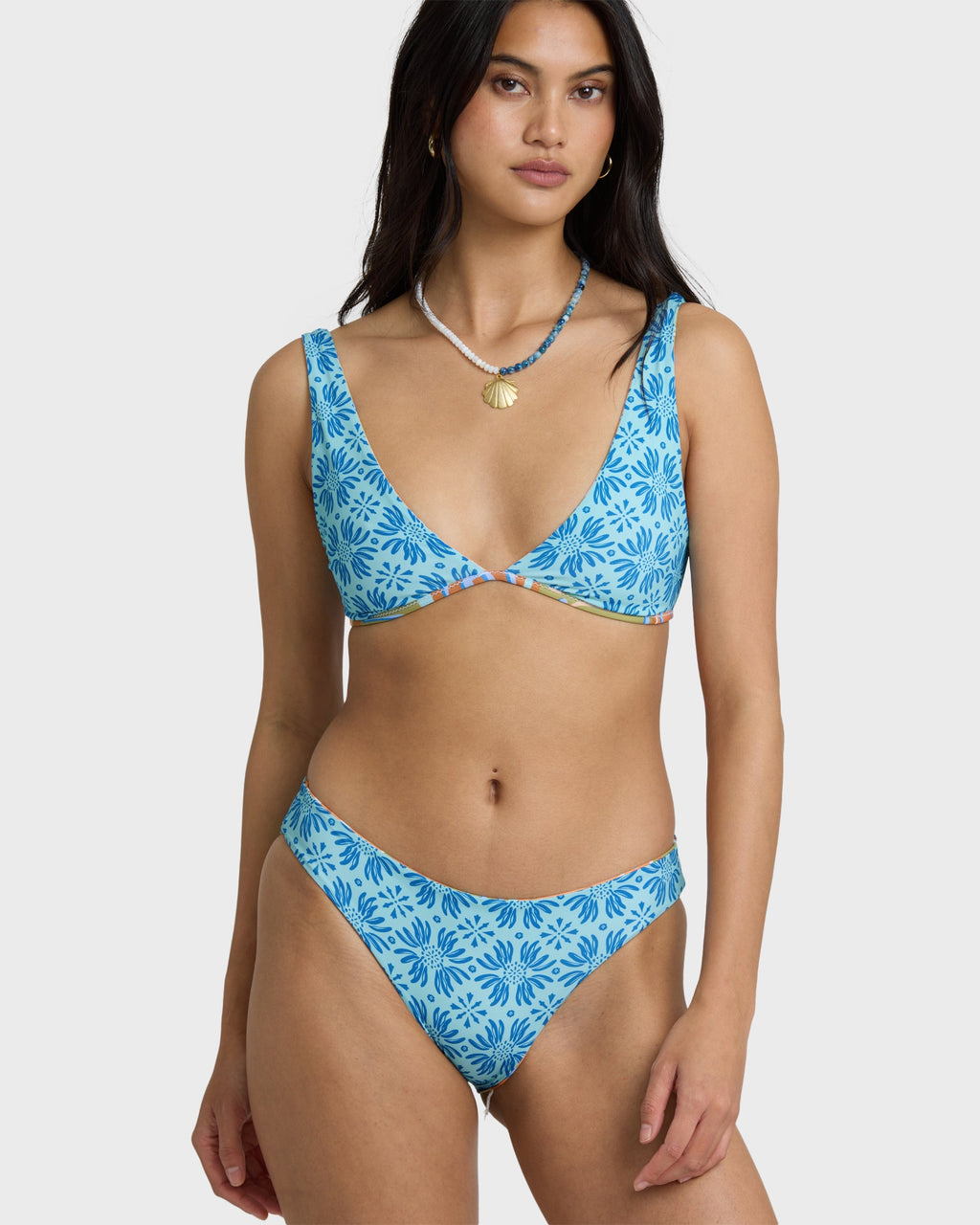 Billabong Le Surf Reversible Lowrider Full Bikini Bottom - Orange Multi