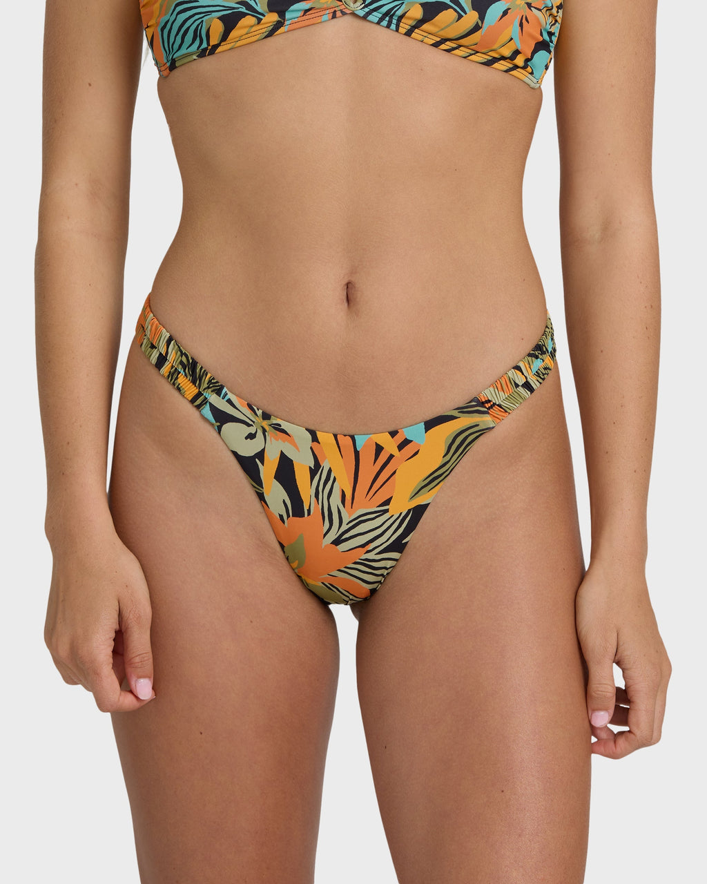 Billabong Des Tropiques Sunni Scrunch Tiny Bikini Bottom - Black Multi