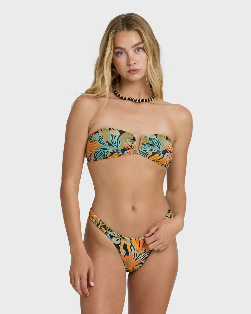 Billabong Des Tropiques Sunni Scrunch Tiny Bikini Bottom - Black Multi