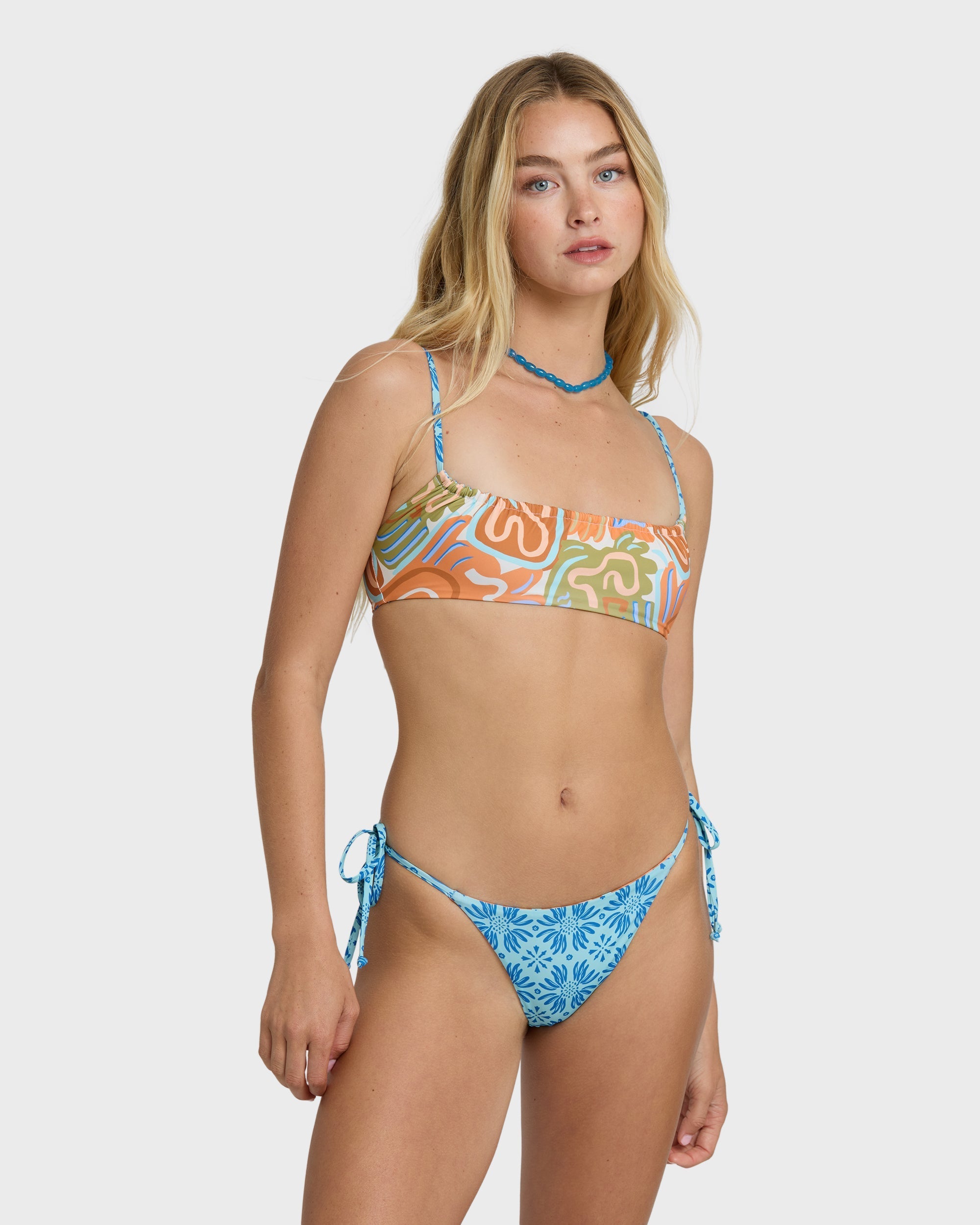 Billabong Le Surf Tie-side Maya Tiny Bikini Bottom - Orange Multi