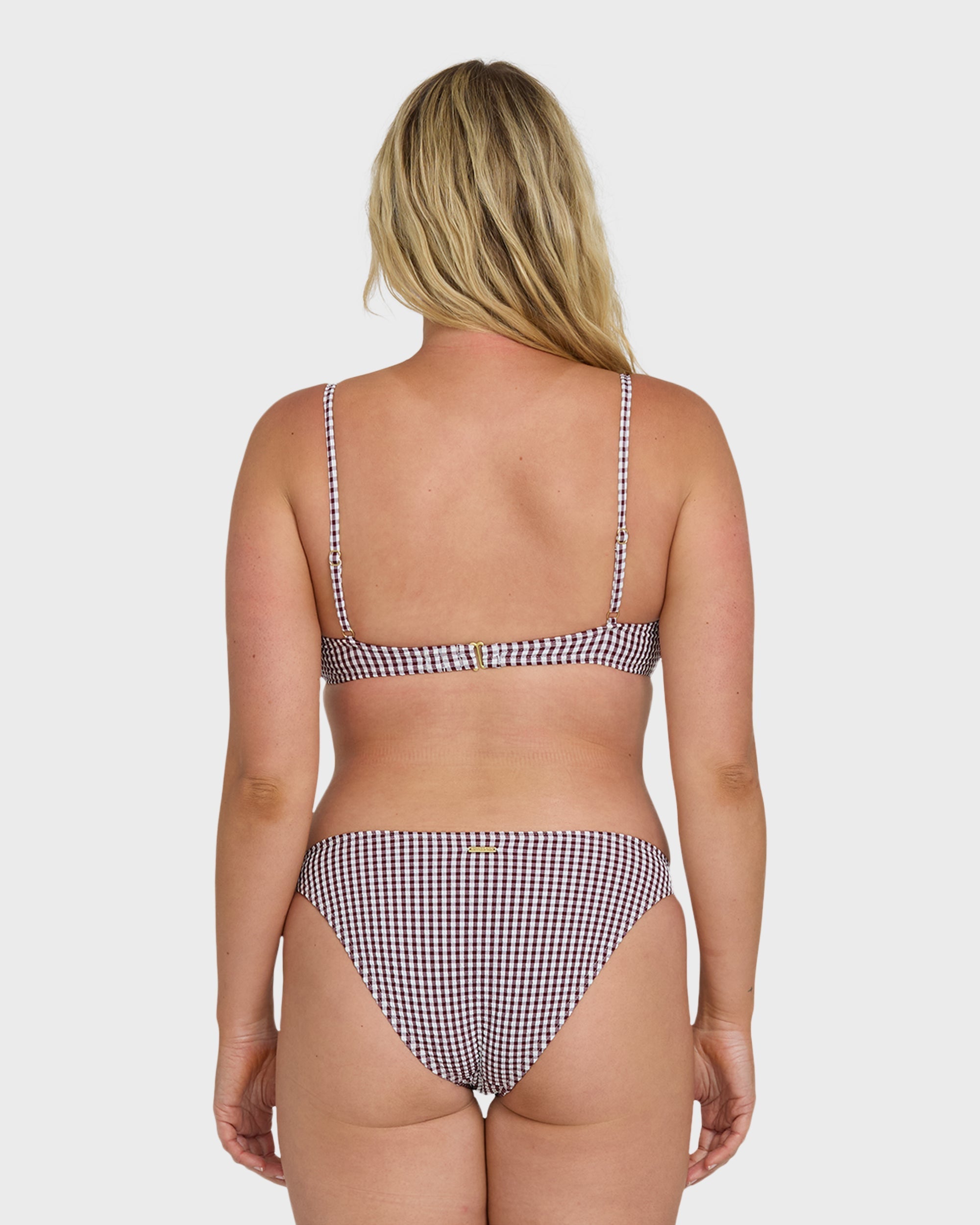Billabong Mini Wave Check Tropic Medium Bikini Bottom - Red Dahlia