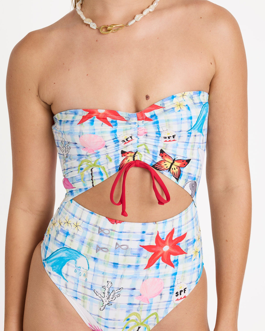 Billabong Lottie Hall Summer Bandeau One-piece Swimsuit - White Multi