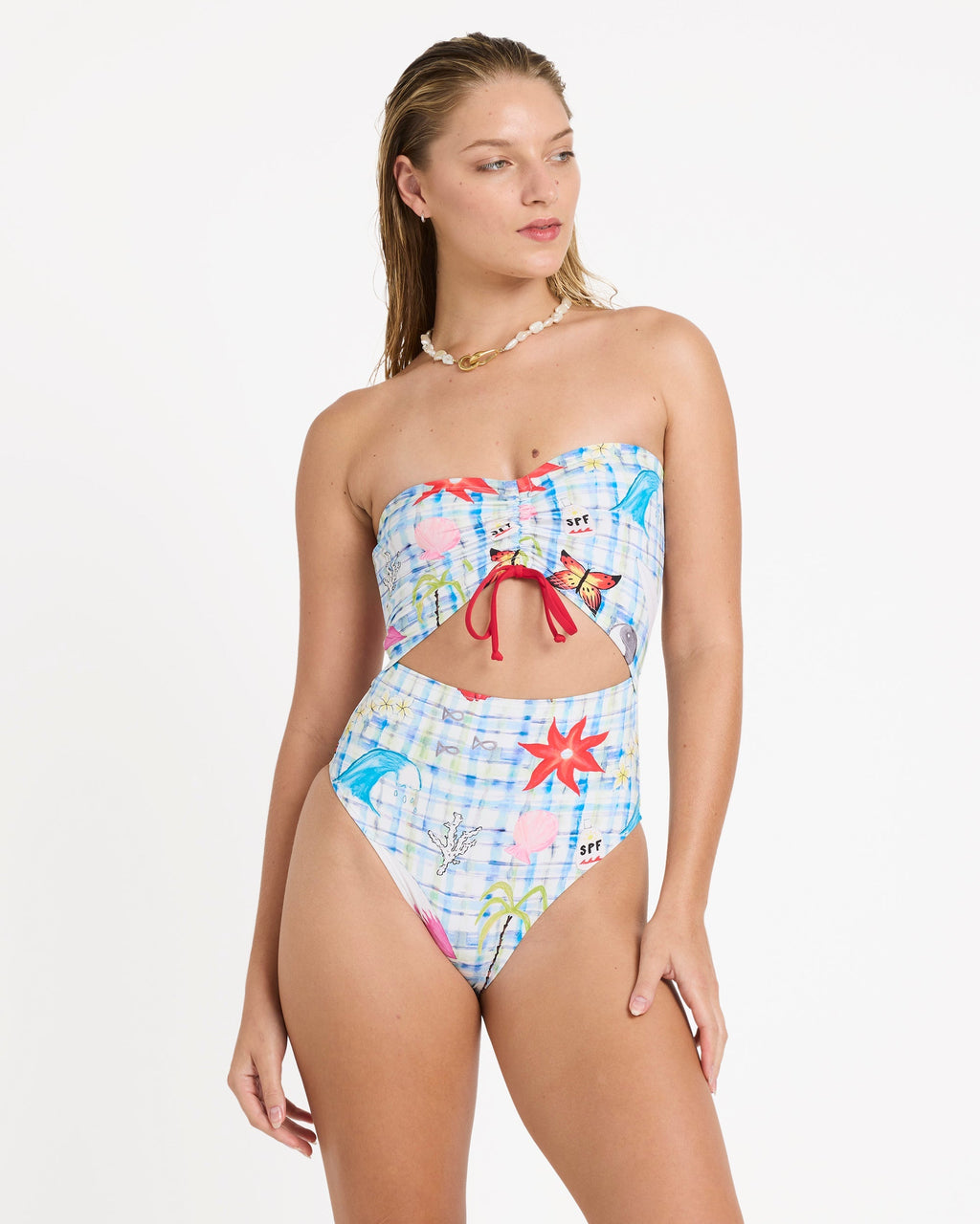 Billabong Lottie Hall Summer Bandeau One-piece Swimsuit - White Multi