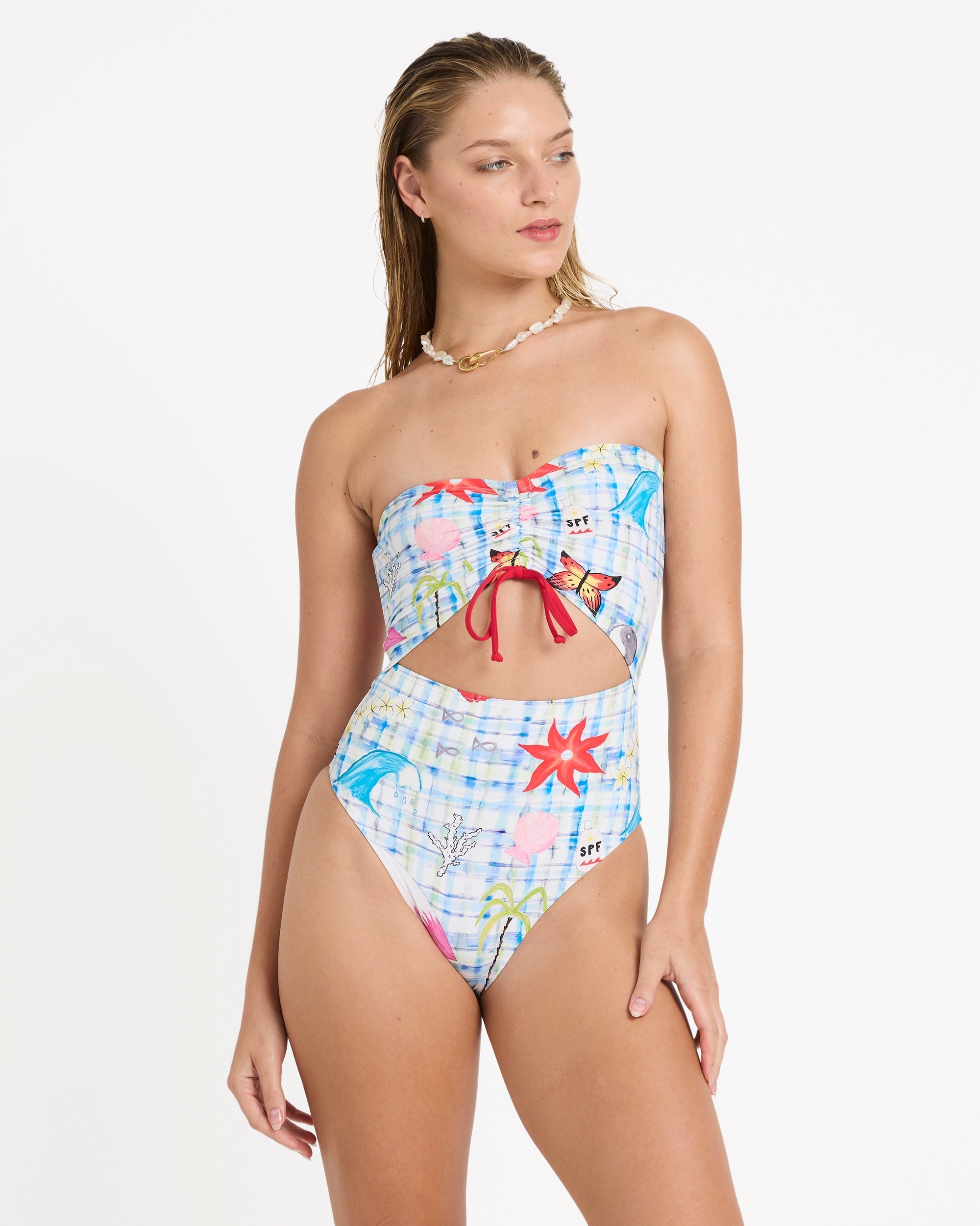 Billabong Lottie Hall Summer Bandeau One-piece Swimsuit - White Multi