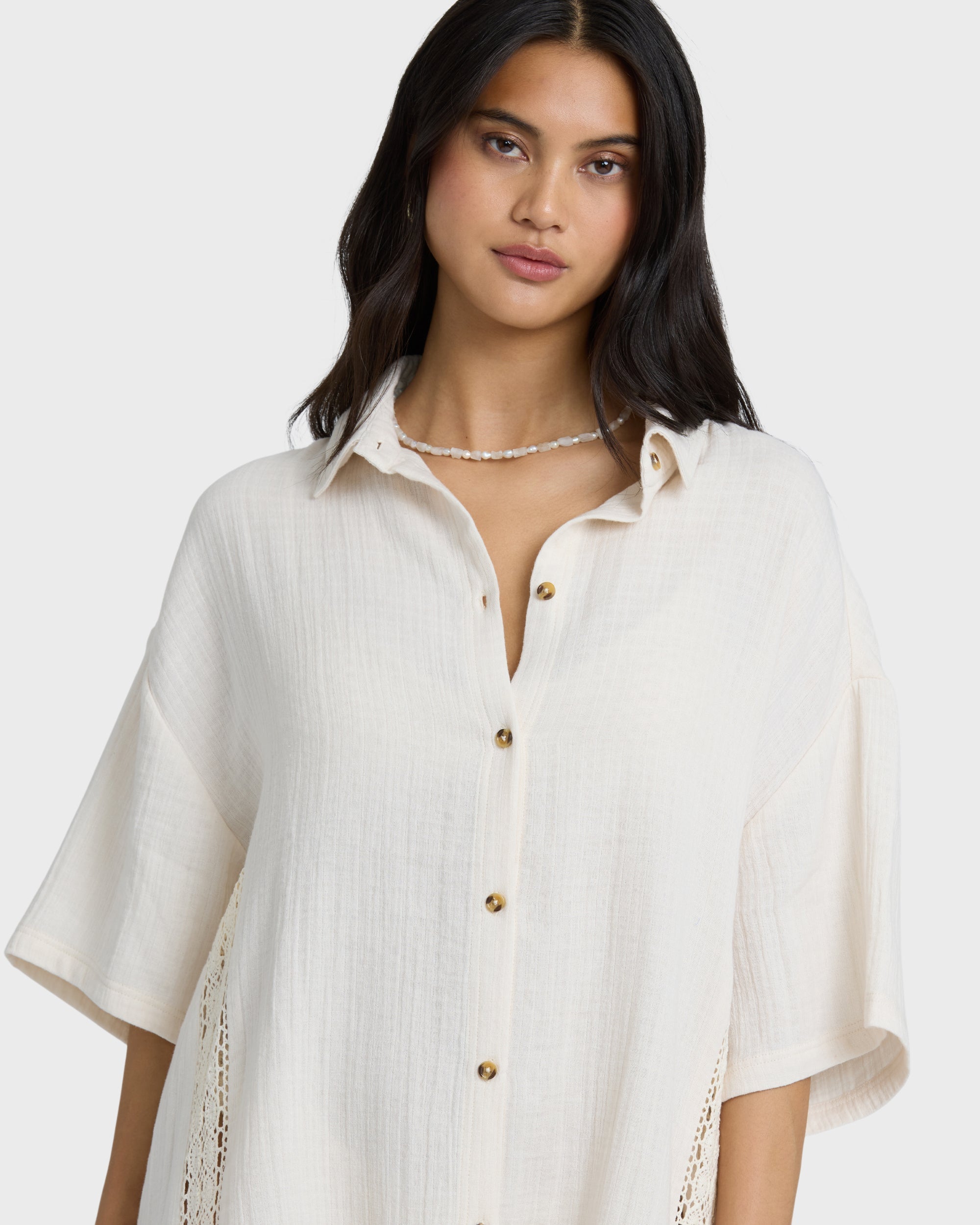 Billabong Feelin Fine Shirt Dress - White Cap