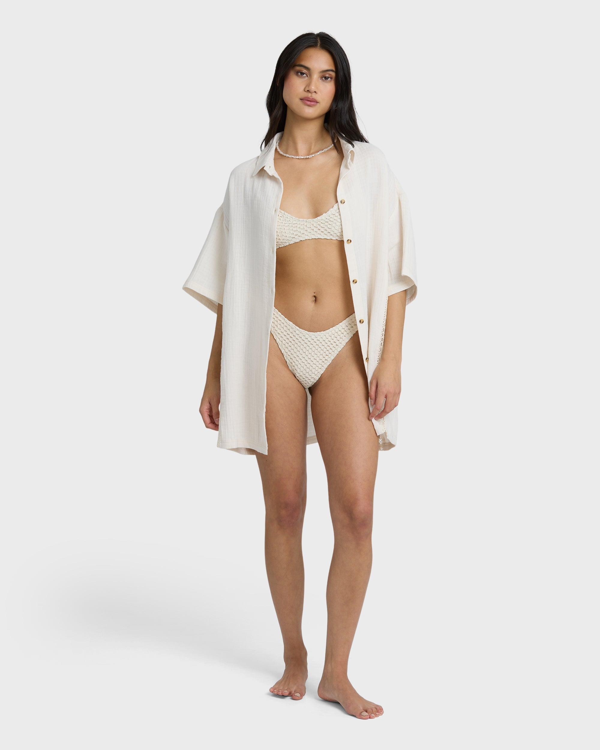 Billabong Feelin Fine Shirt Dress - White Cap