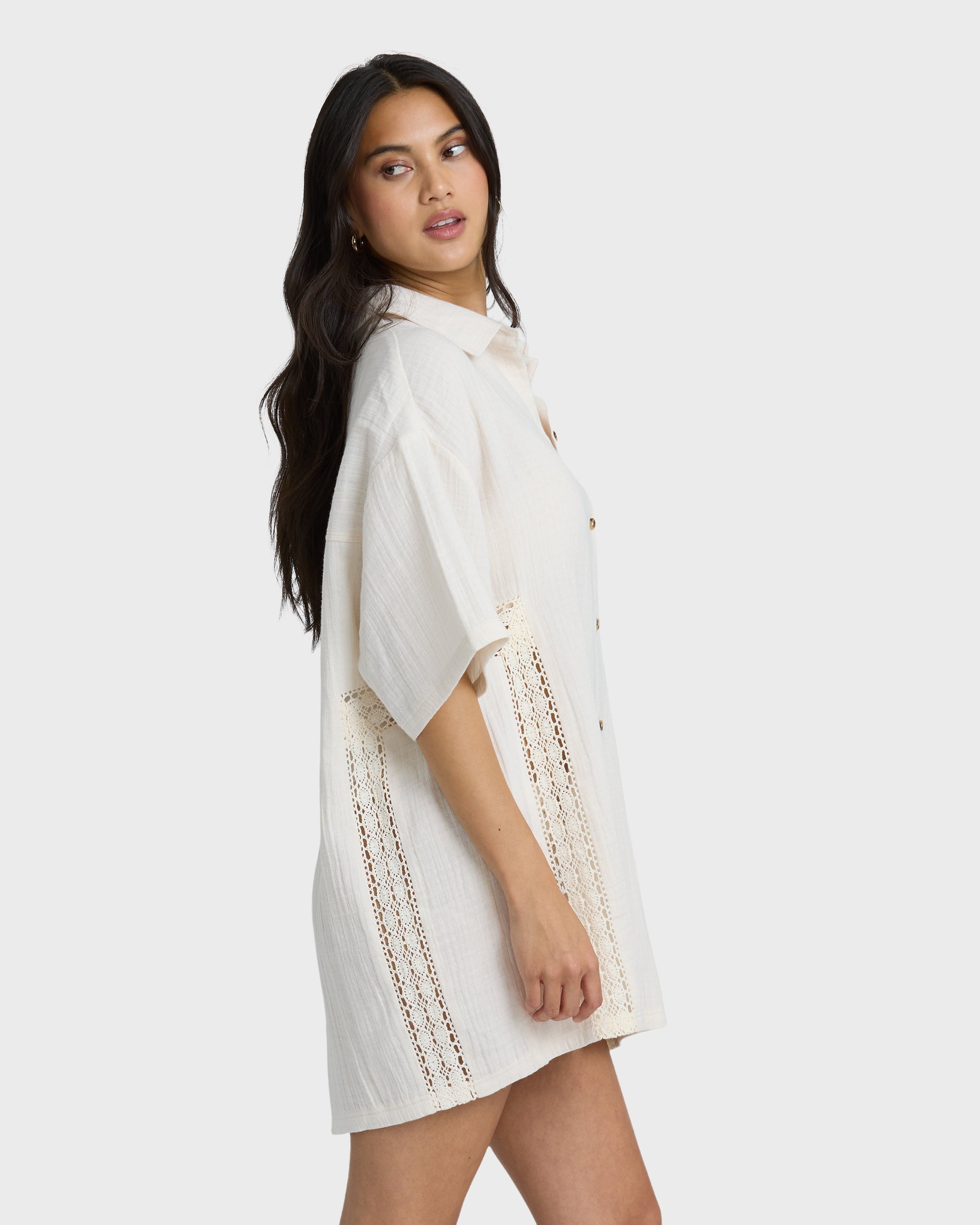 Billabong Feelin Fine Shirt Dress - White Cap