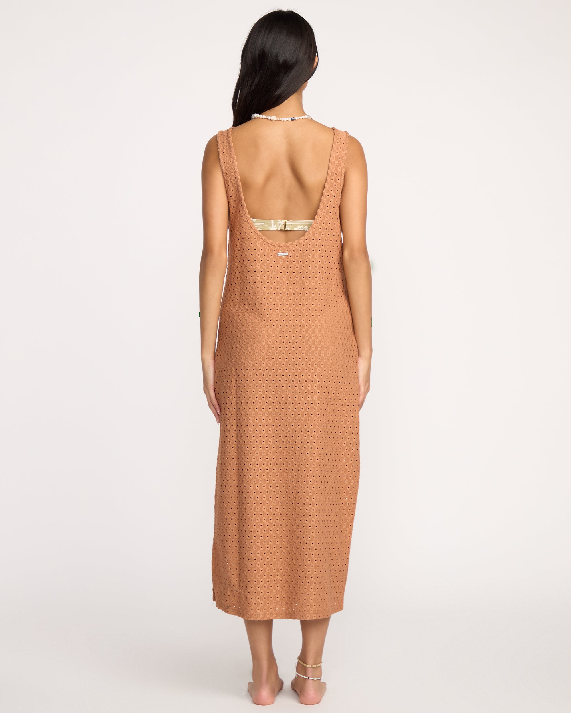 Billabong Eyelet Sun Midi Dress Beach Coverup - Rose Brown