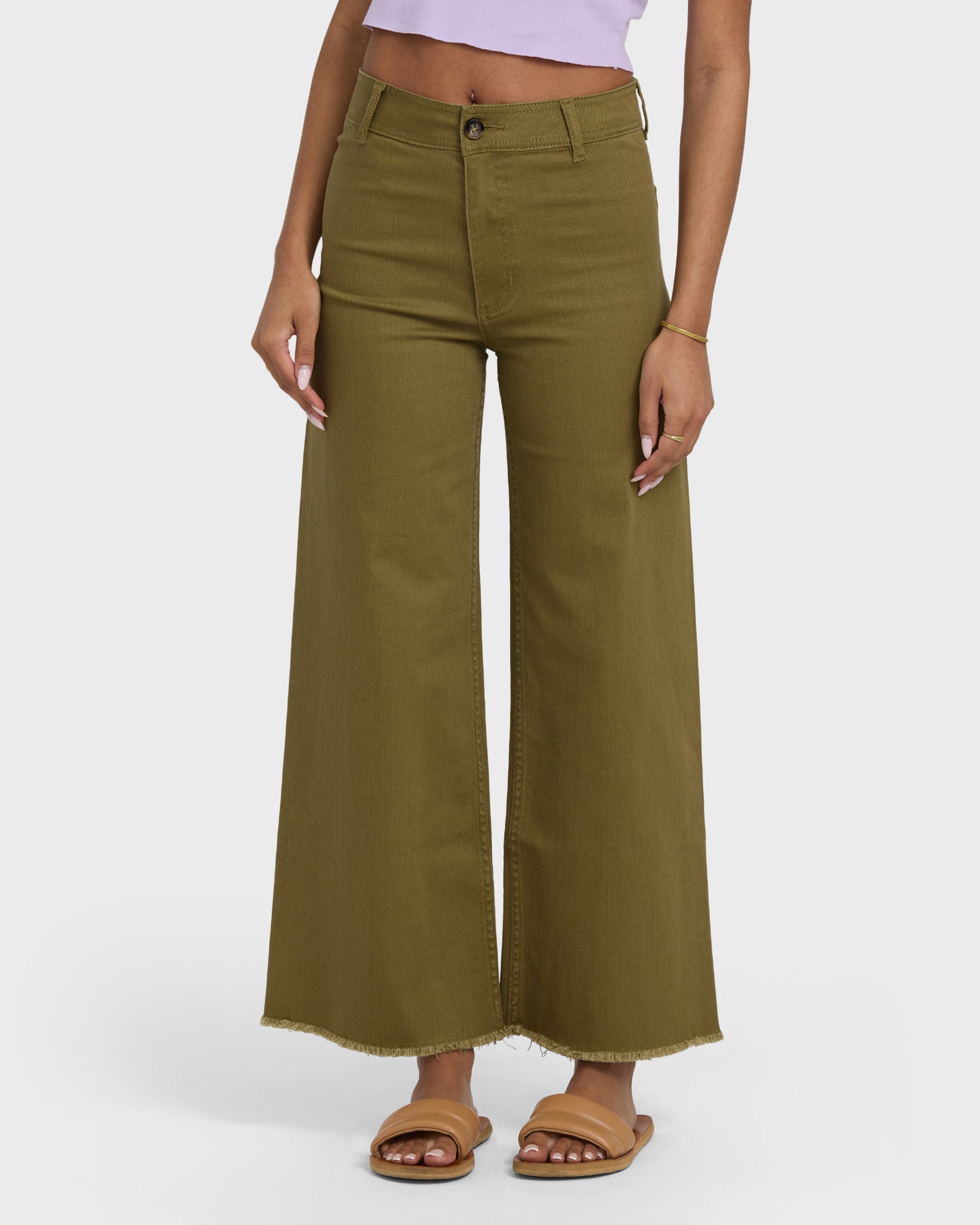Billabong Free Fall High-Waist Twill Pants - Martini Olive