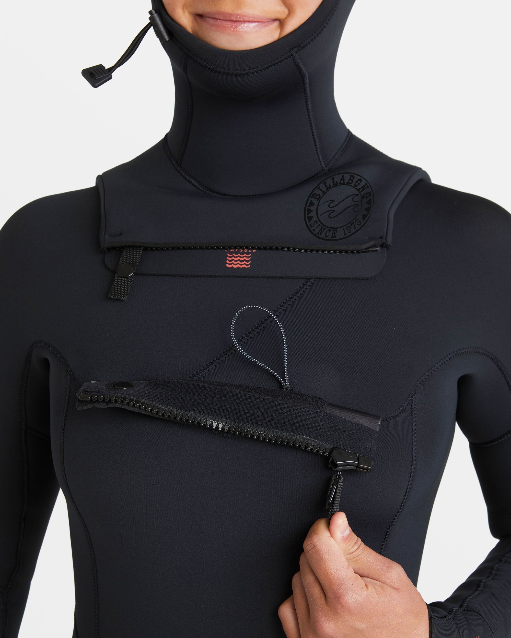 Billabong 4/3mm Salty Dayz Natural Upcycler GBS Chest Zip Hooded Wetsuit - Black