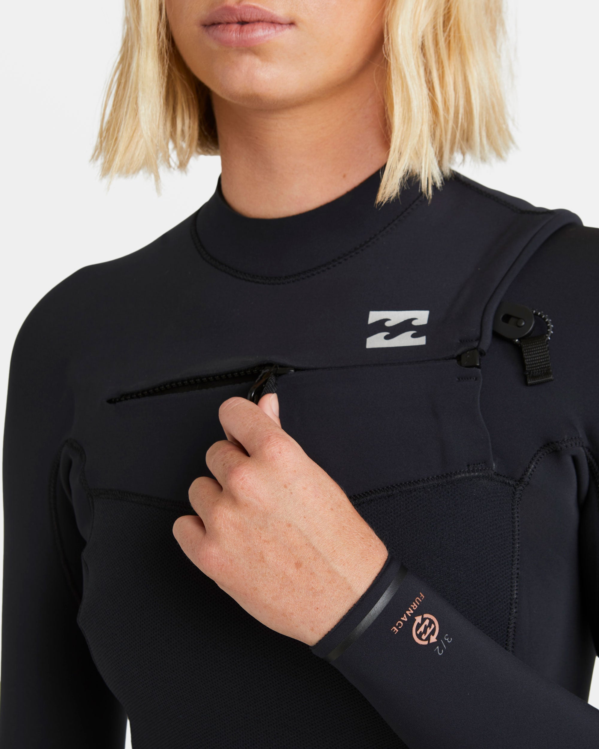 Billabong 3/2mm Furnace Natural GBS Chest Zip Fullsuit - Black Tiki