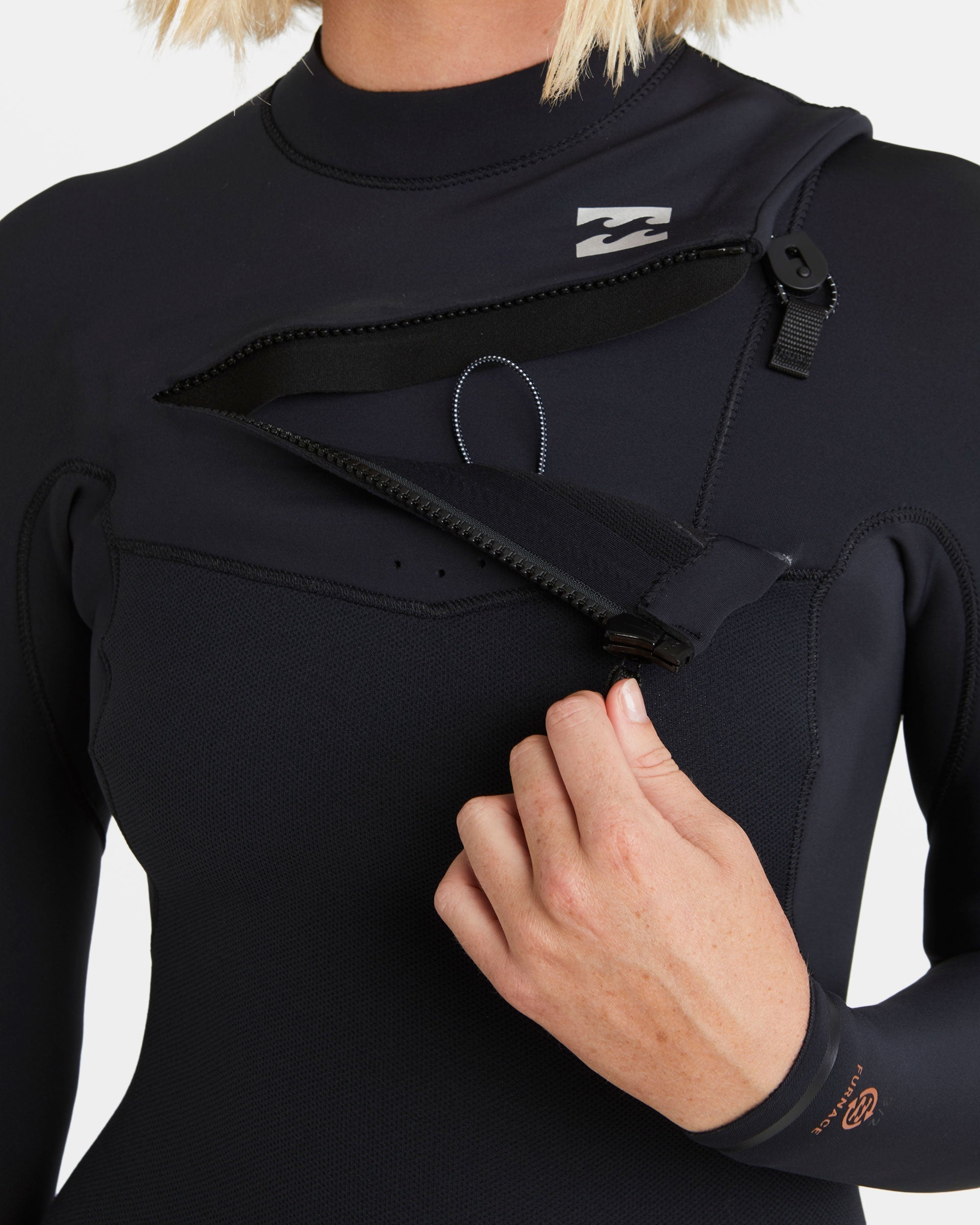 Billabong 3/2mm Furnace Natural GBS Chest Zip Fullsuit - Black Tiki
