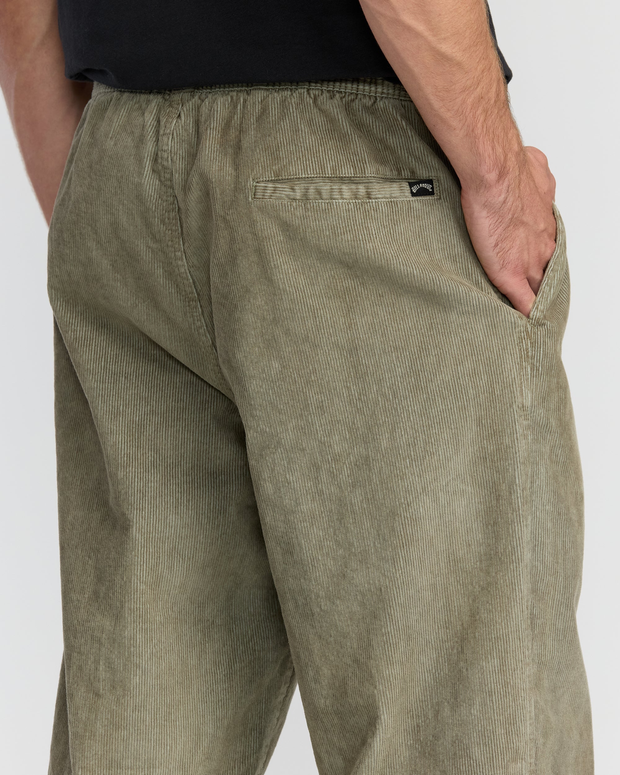 Billabong Larry Elastic Waist Corduroy Pants - Green Ash