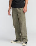 Billabong Larry Elastic Waist Corduroy Pants - Green Ash
