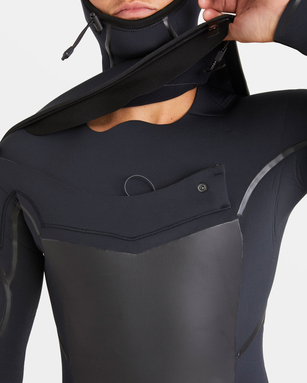 Billabong 5/4mm Absolute Natural+ Upcycler Welded Chest Zip Hooded Wetsuit - Black