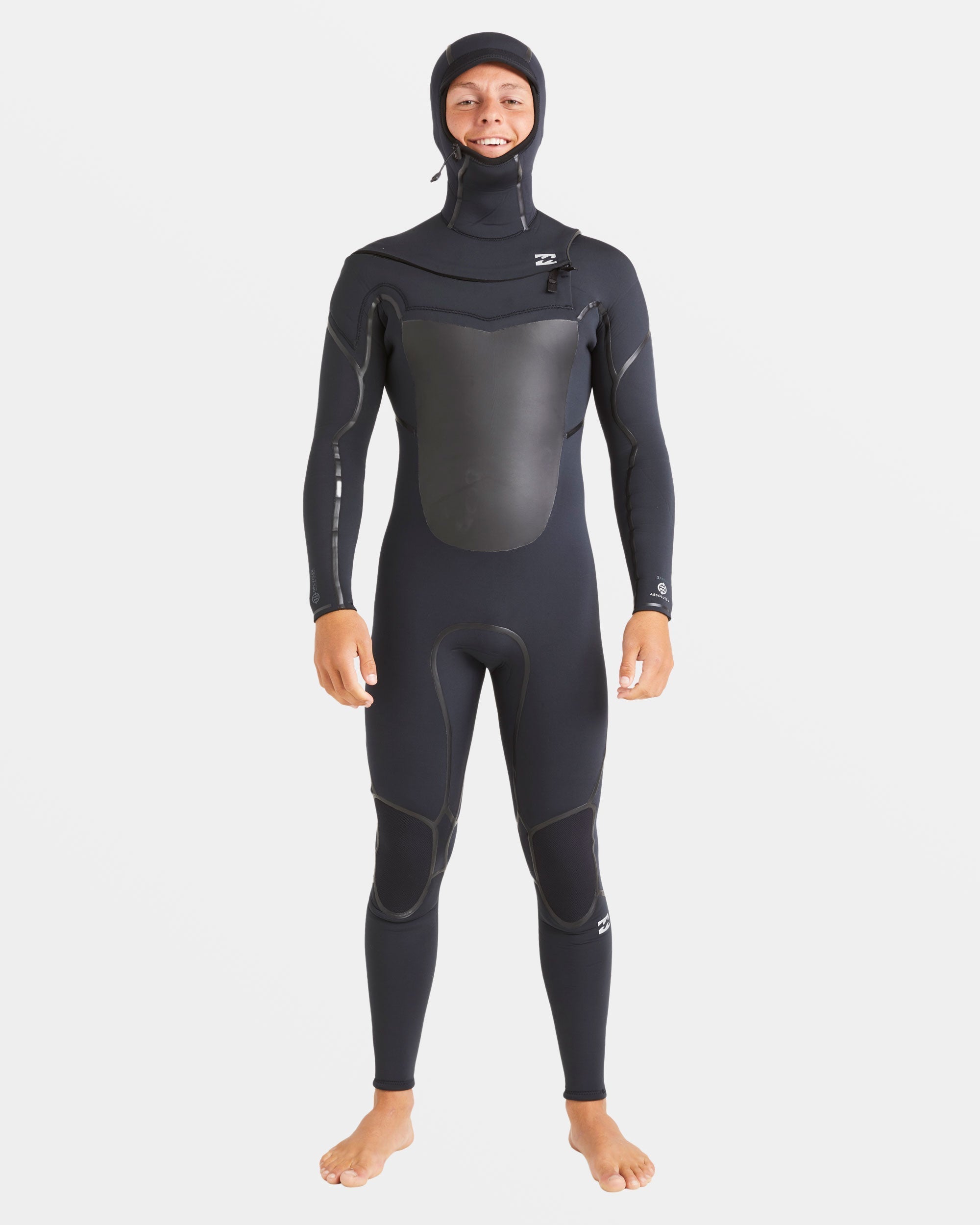 Billabong 5/4mm Absolute Natural+ Upcycler Welded Chest Zip Hooded Wetsuit - Black