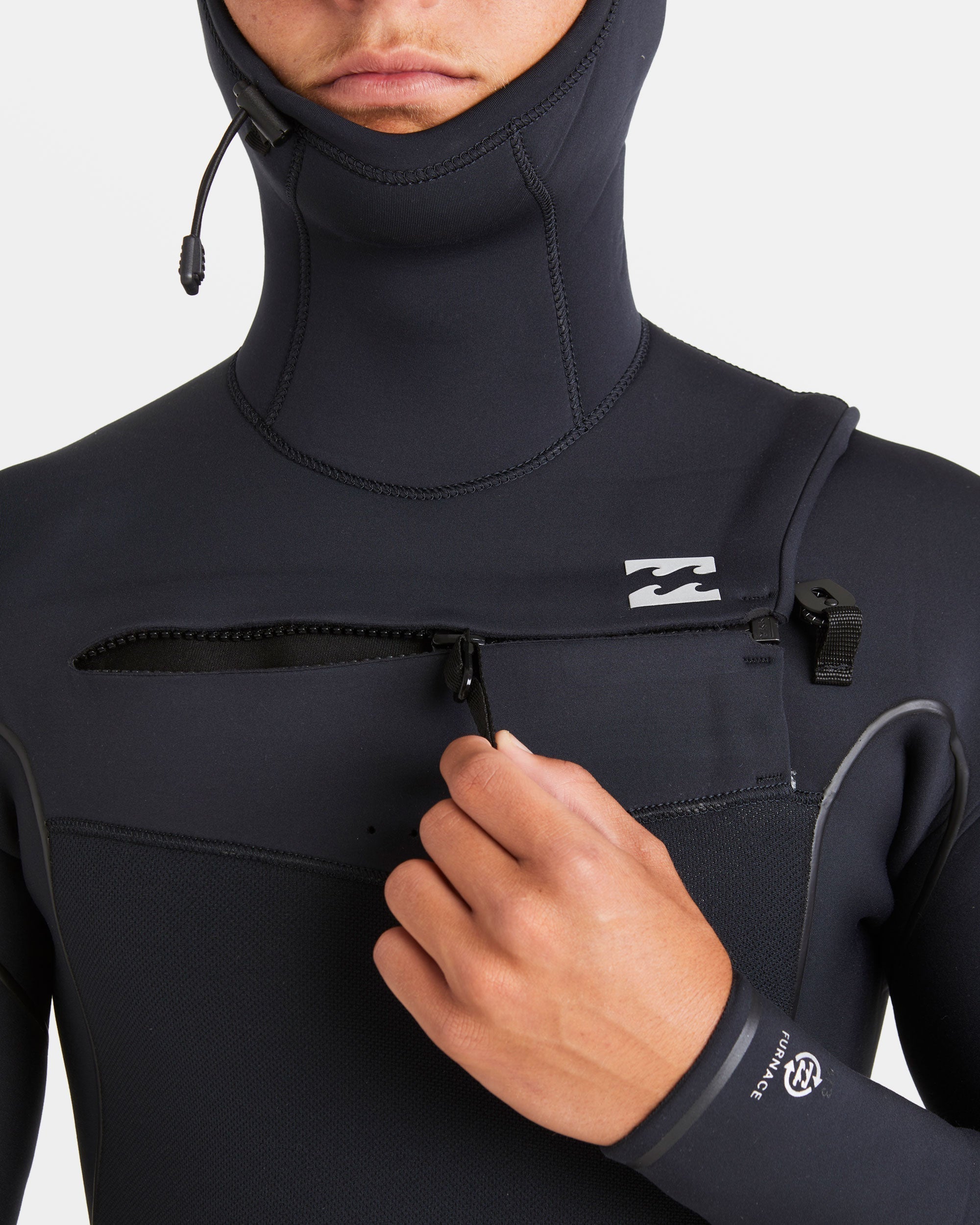 Billabong 6/5mm Furnace Natural Upcycler Welded Chest Zip Wetsuit - Black
